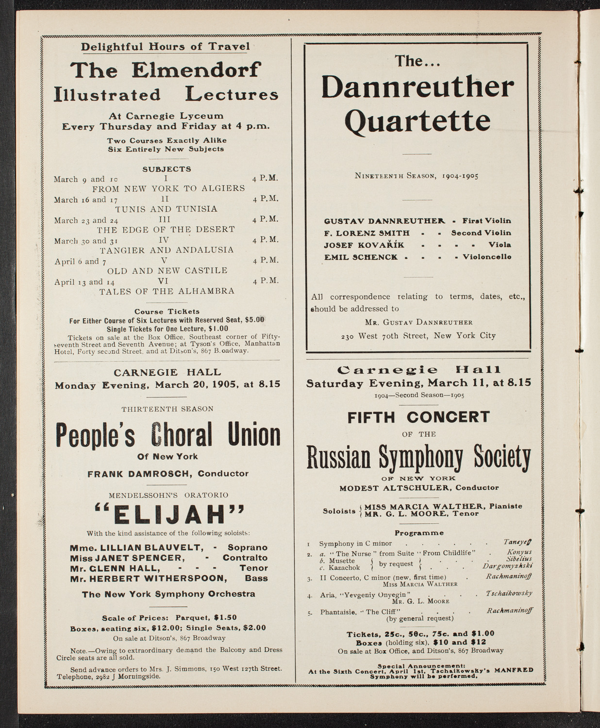 New York Philharmonic, March 4, 1905, program page 10