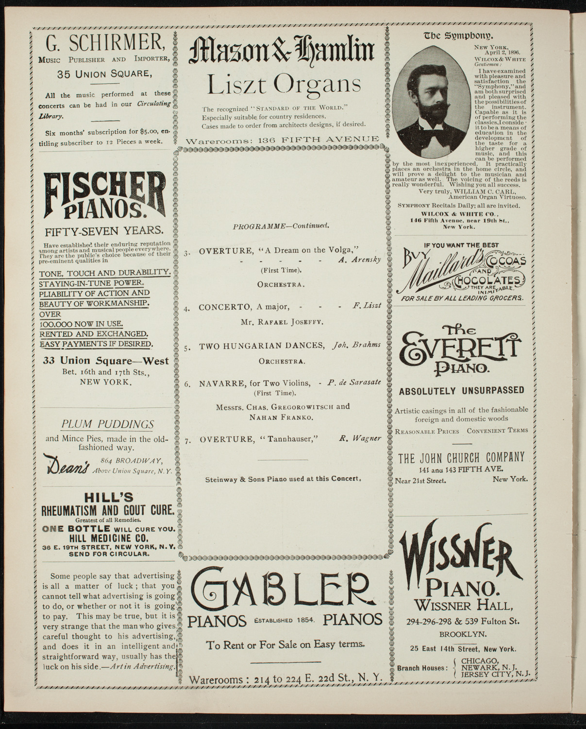 Grand Concert by Nahan Franko, April 23, 1897, program page 6