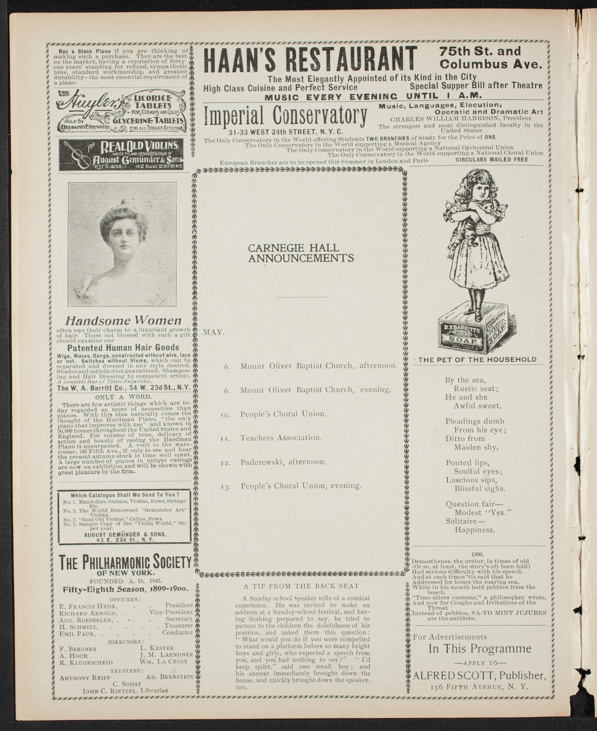 Amicitia Orchestral Club, May 4, 1900, program page 2