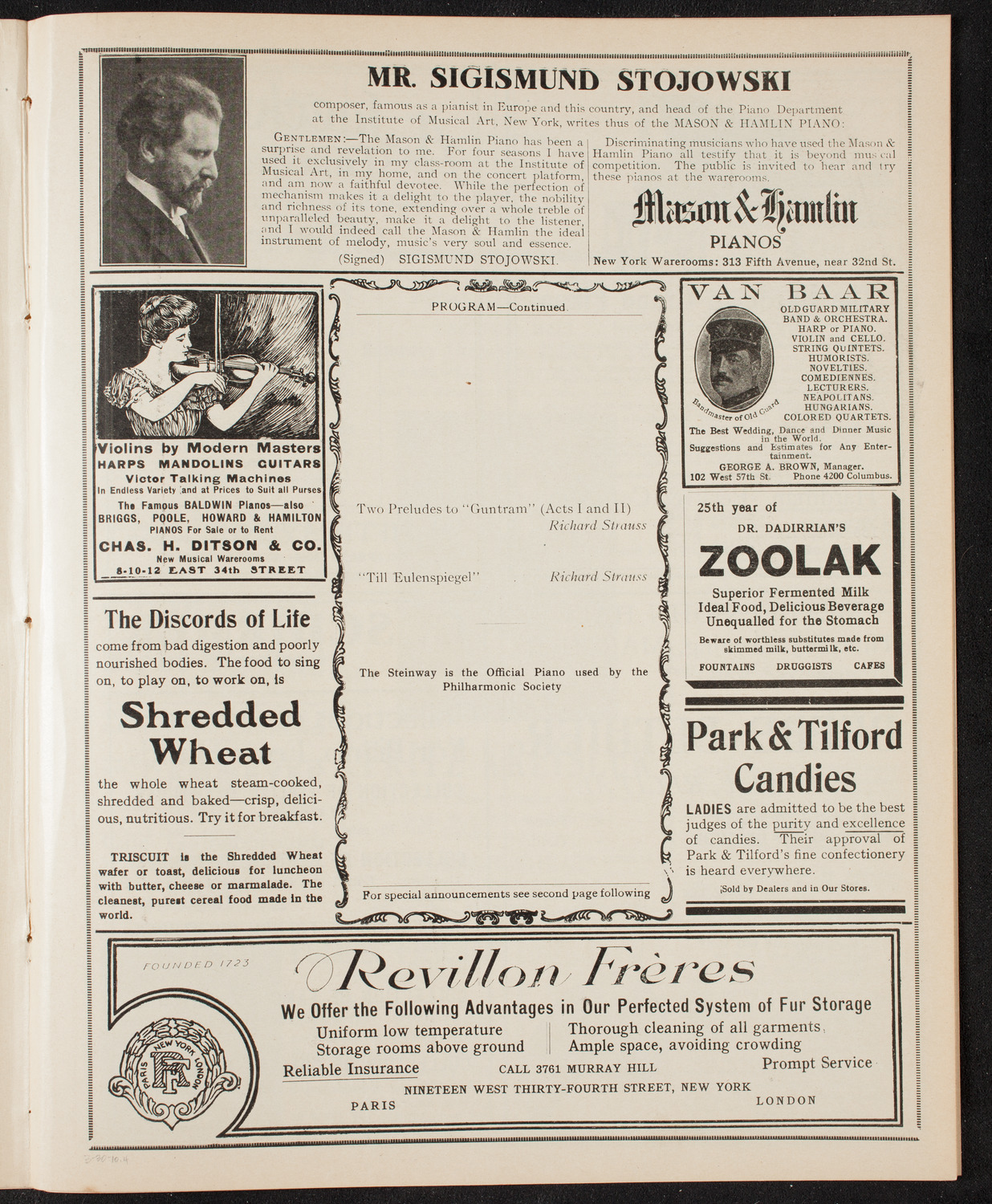 New York Philharmonic, March 30, 1910, program page 7