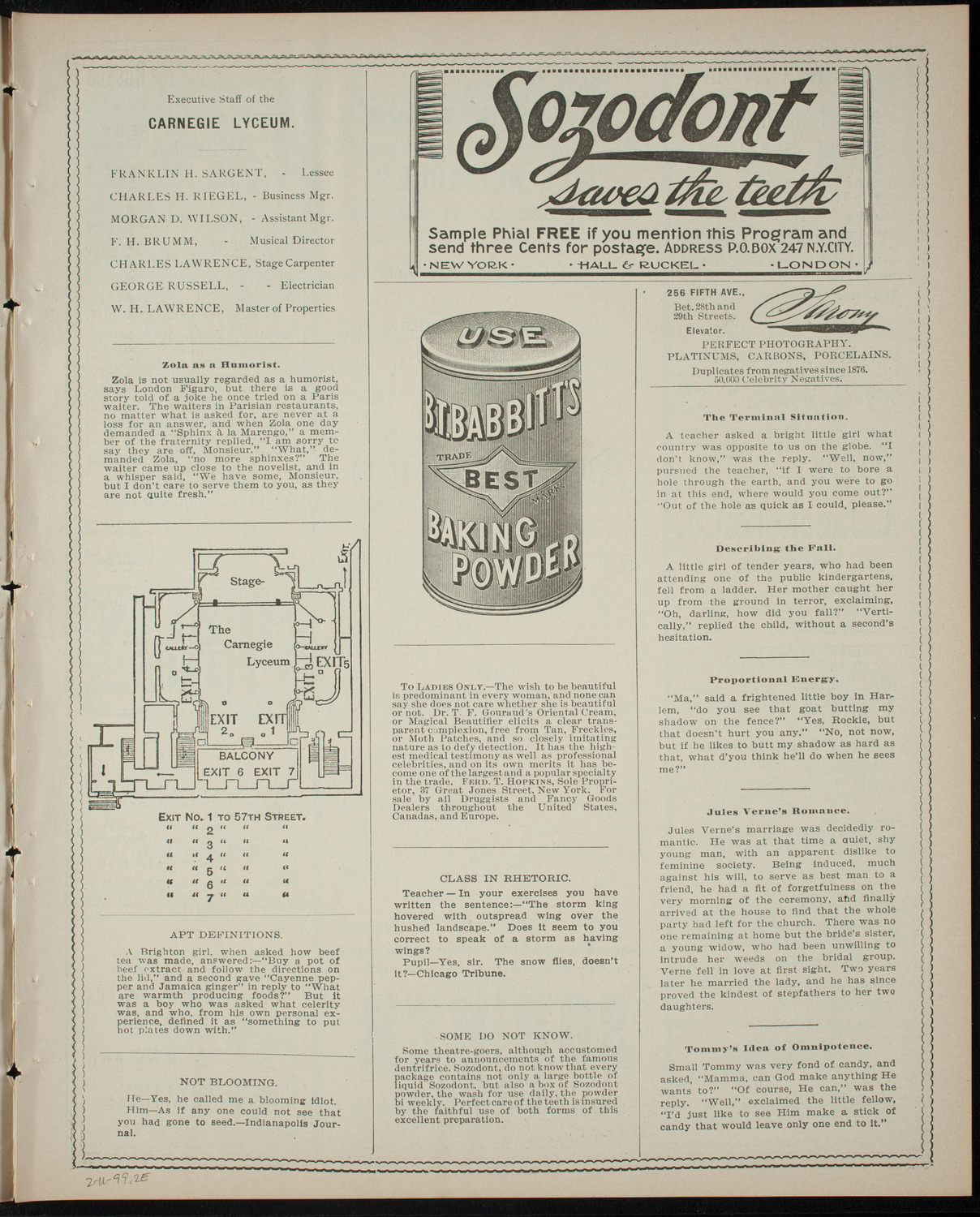 Amateur Comedy Club, February 11, 1899, program page 3