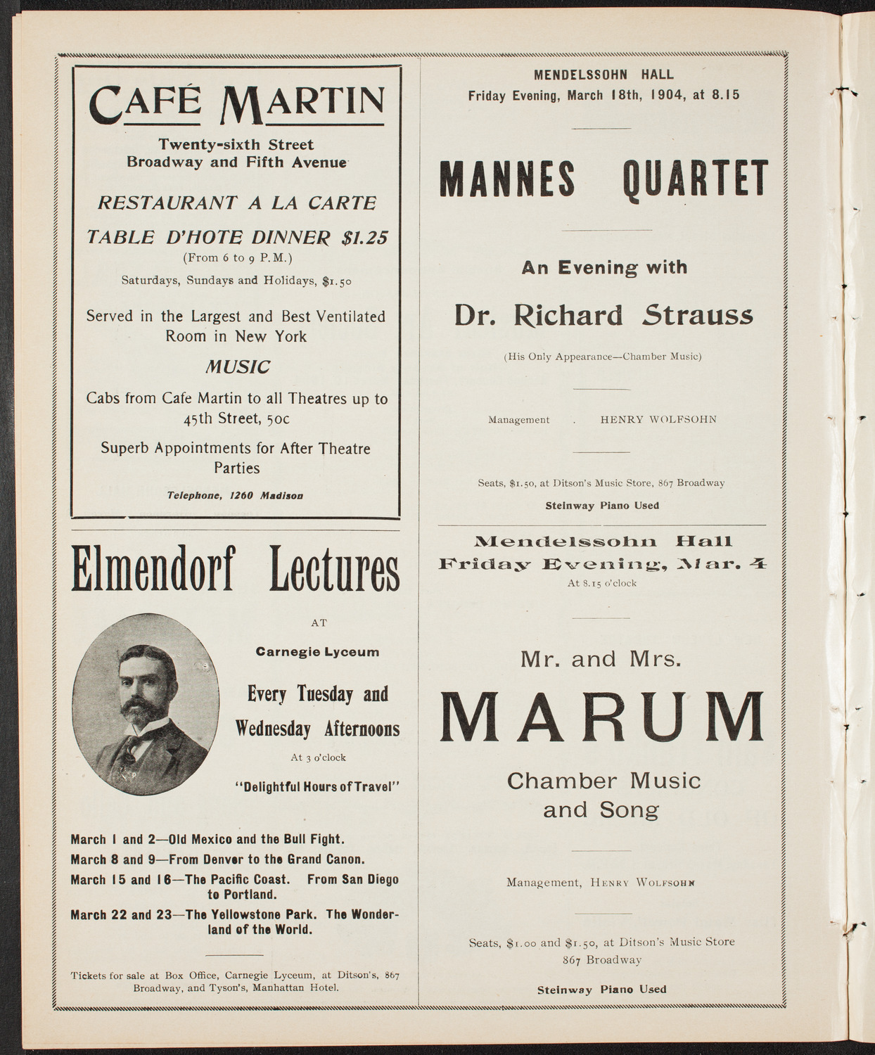 Richard Strauss with Pauline Strauss de Ahna and David Bispham, March 1, 1904, program page 10