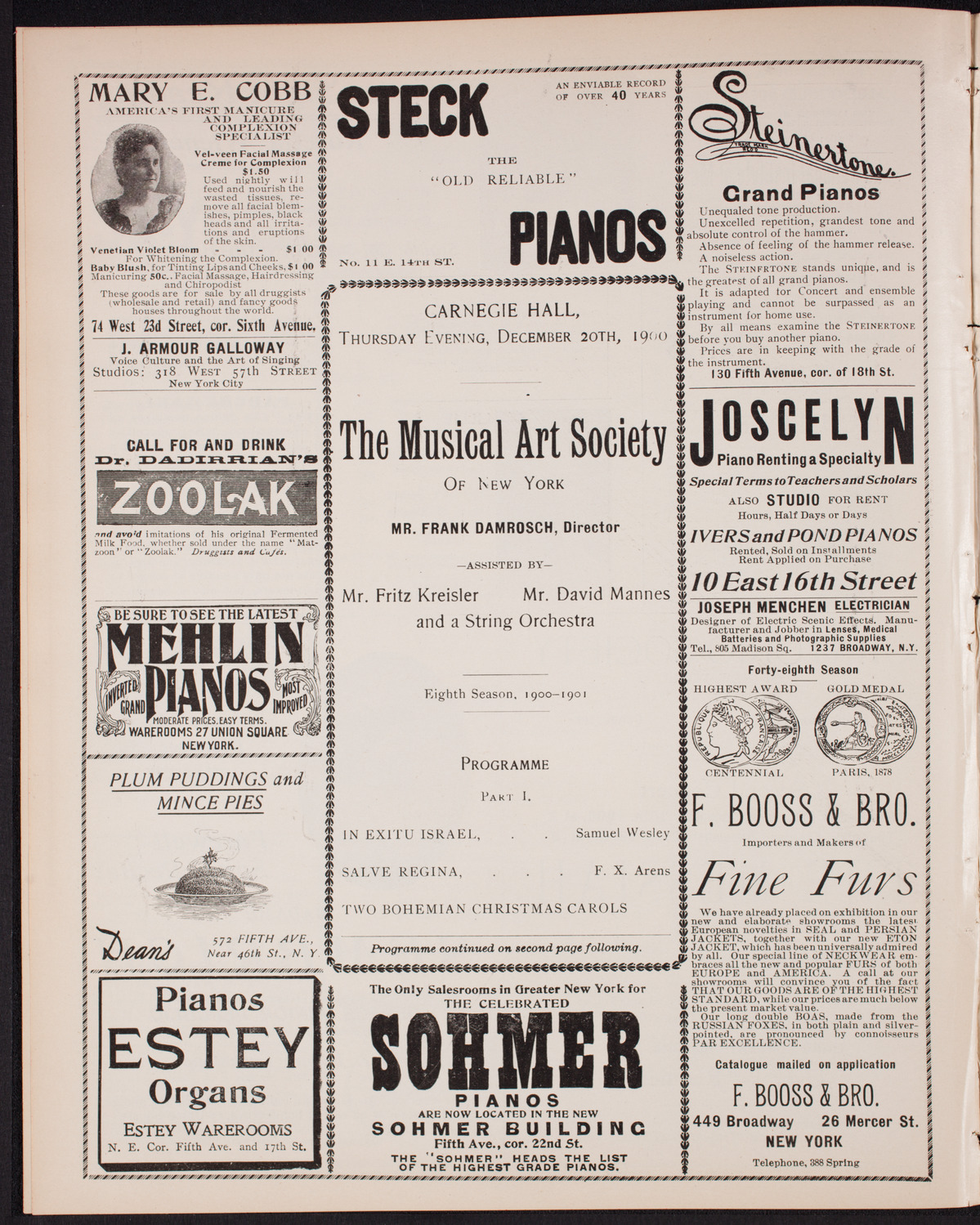 Musical Art Society of New York, December 20, 1900, program page 4