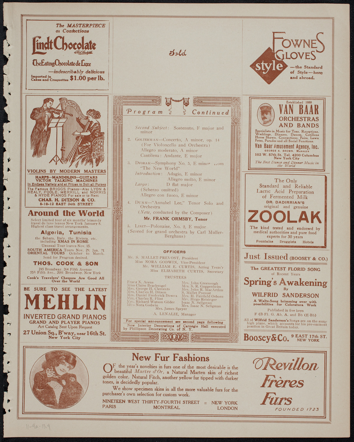 People's Symphony Concert, November 9, 1913, program page 7