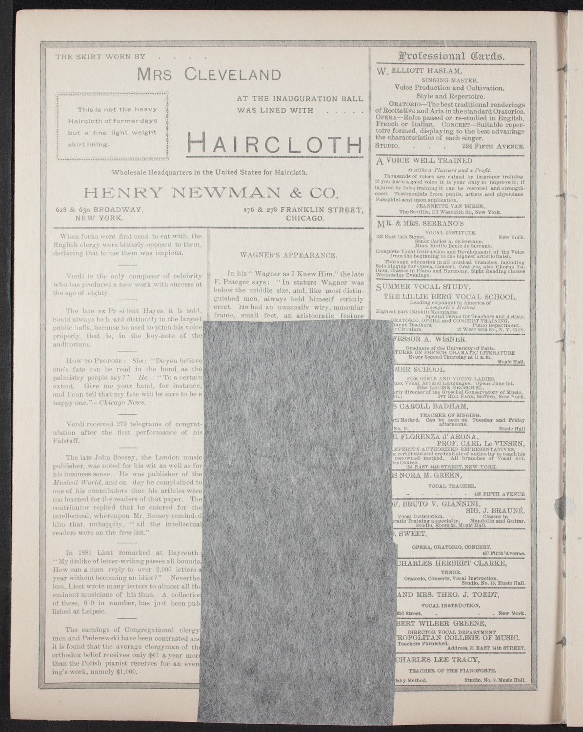People's Singing Classes, May 28, 1893, program page 2