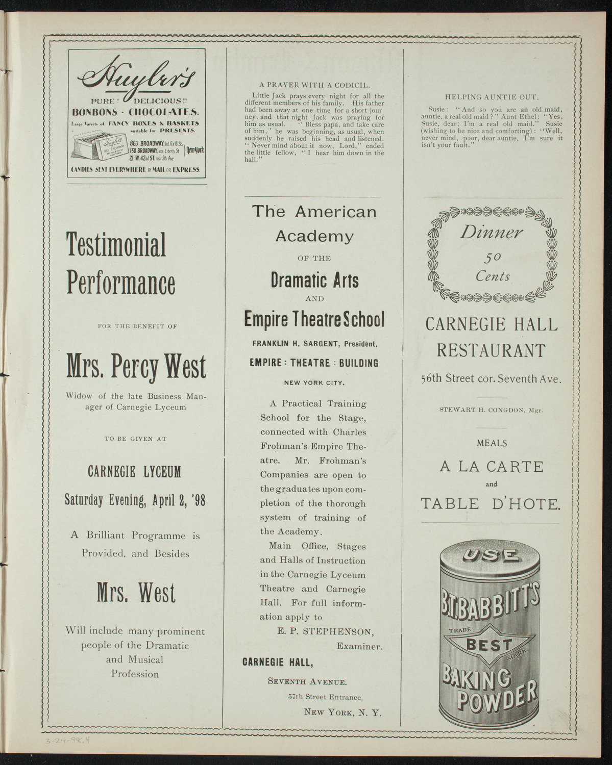 Ethelbert Nevin/ Julie Wyman/ Isadora Duncan, March 24, 1898, program page 7