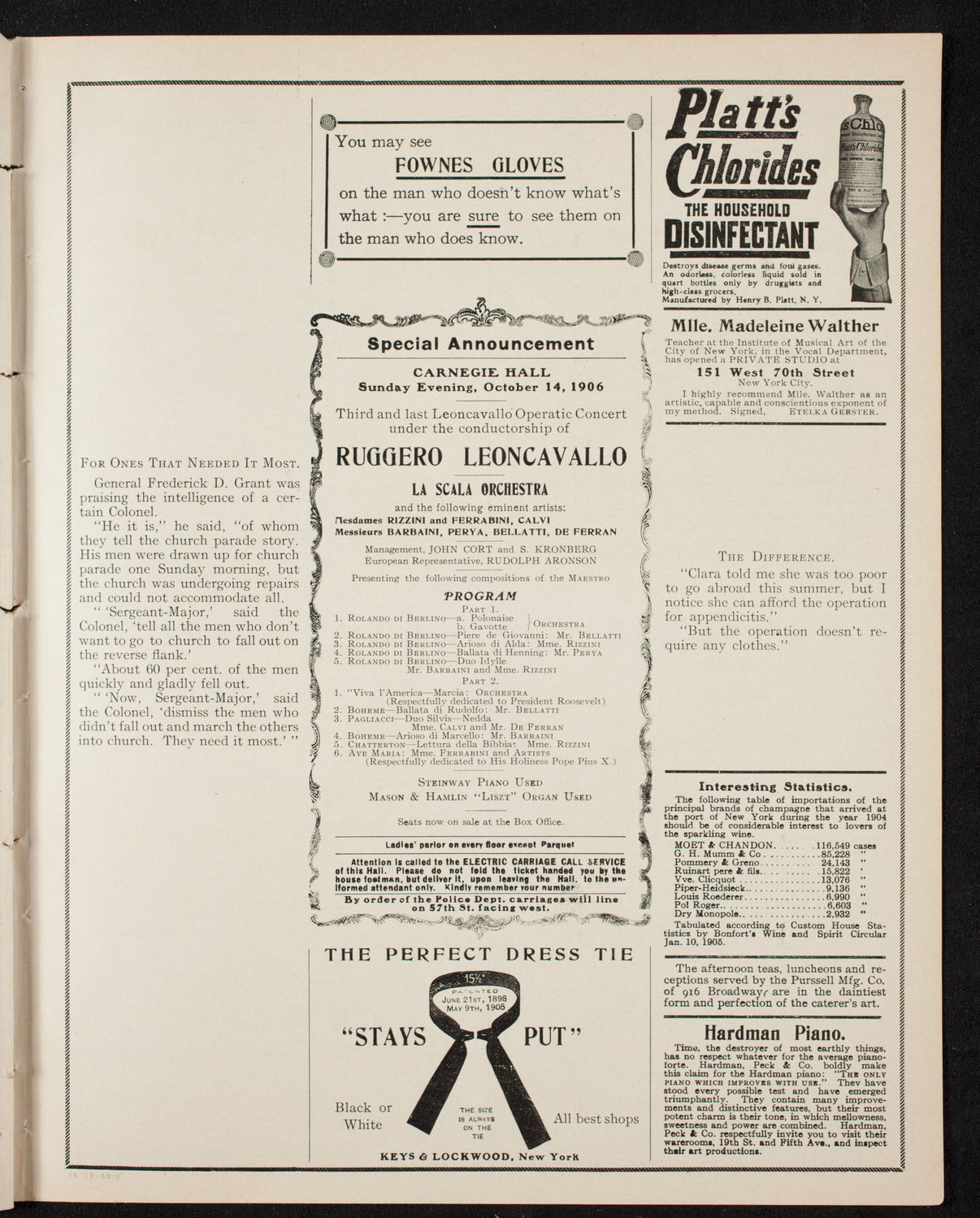 Ruggero Leoncavallo and La Scala Orchestra, October 10, 1906, program page 9