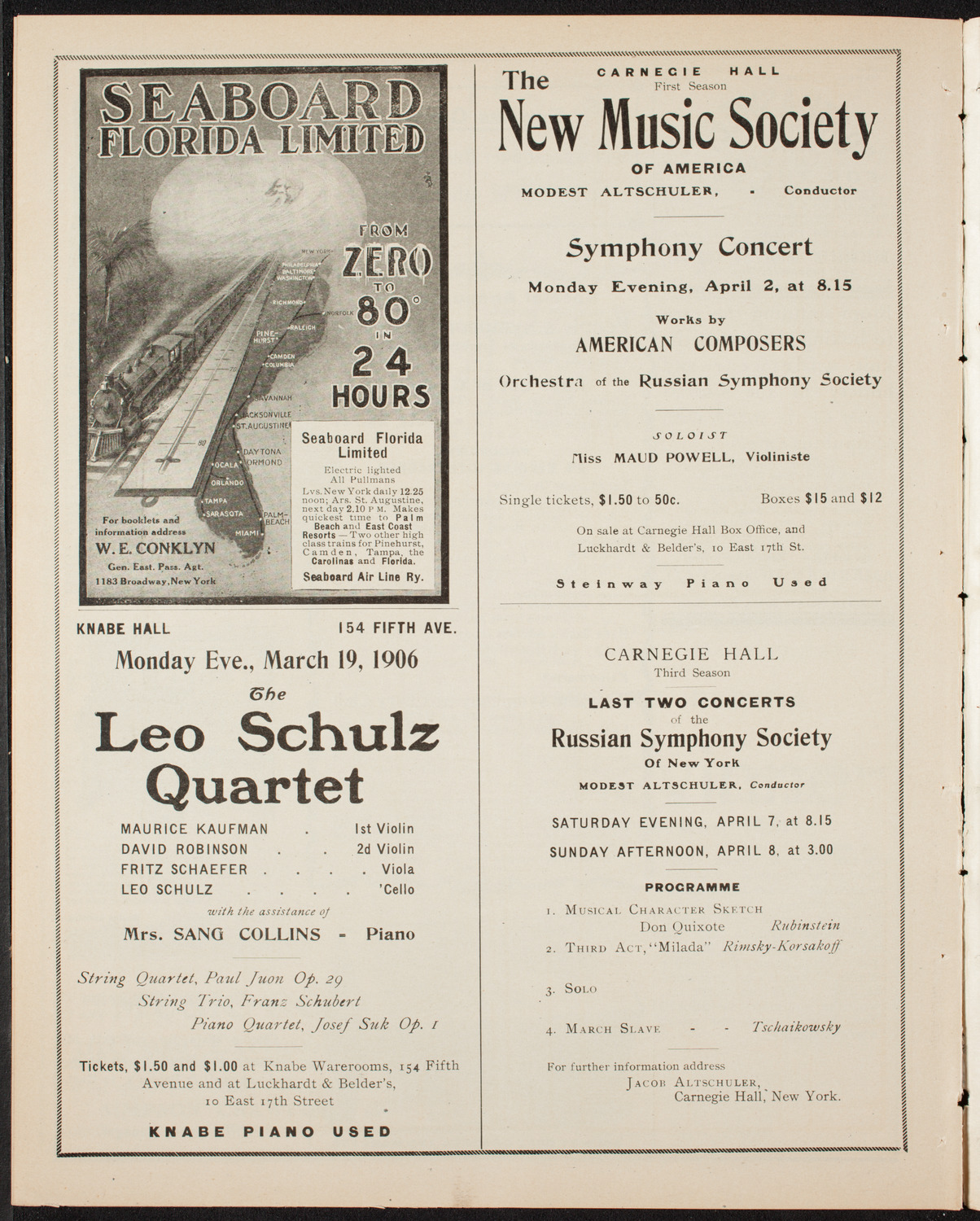 Henri Marteau, Jean Gerardy, and Anna Schelke with New York Symphony Orchestra, March 18, 1906, program page 10