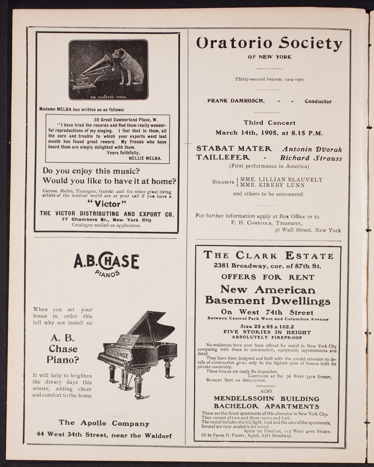 New York Philharmonic, January 6, 1905, program page 2