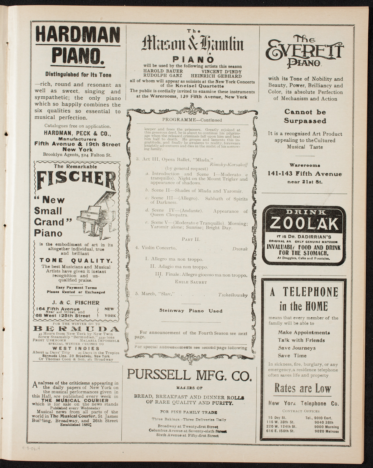 Russian Symphony Society of New York, April 8, 1906, program page 7