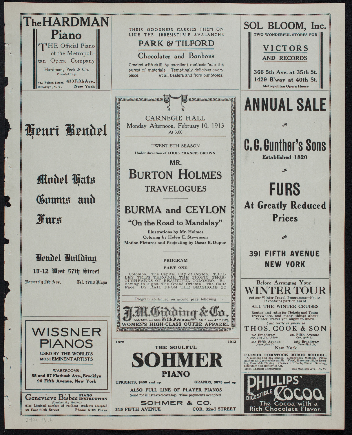 Burton Holmes Travelogue: Burma and Ceylon, February 10, 1913, program page 5
