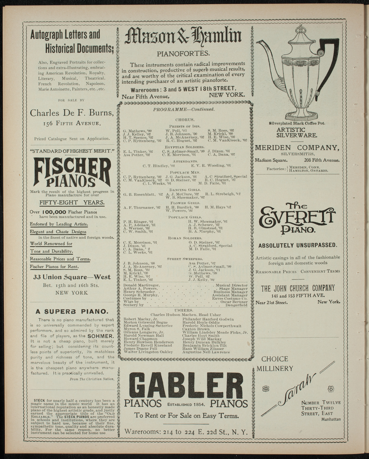 Columbia University Musical Society, March 4, 1899, program page 6