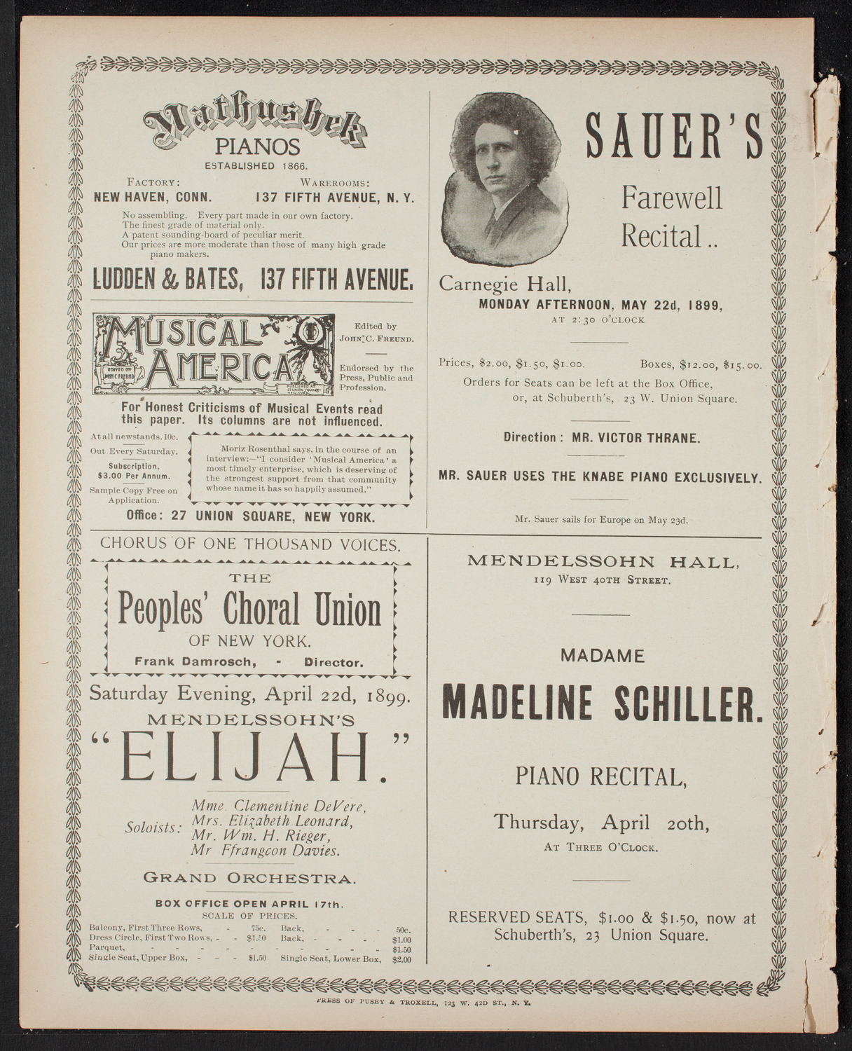 New York Philharmonic, April 8, 1899, program page 8