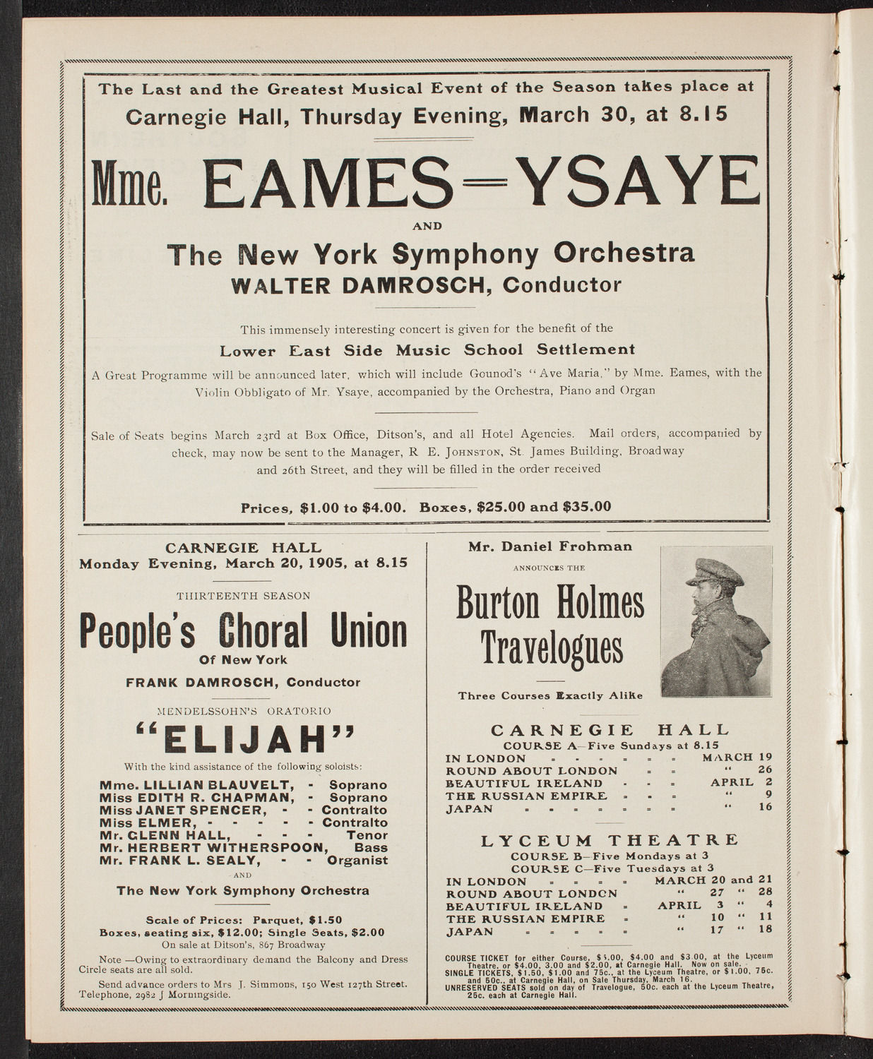 Benefit: Orthopedic Hospital, March 14, 1905, program page 10