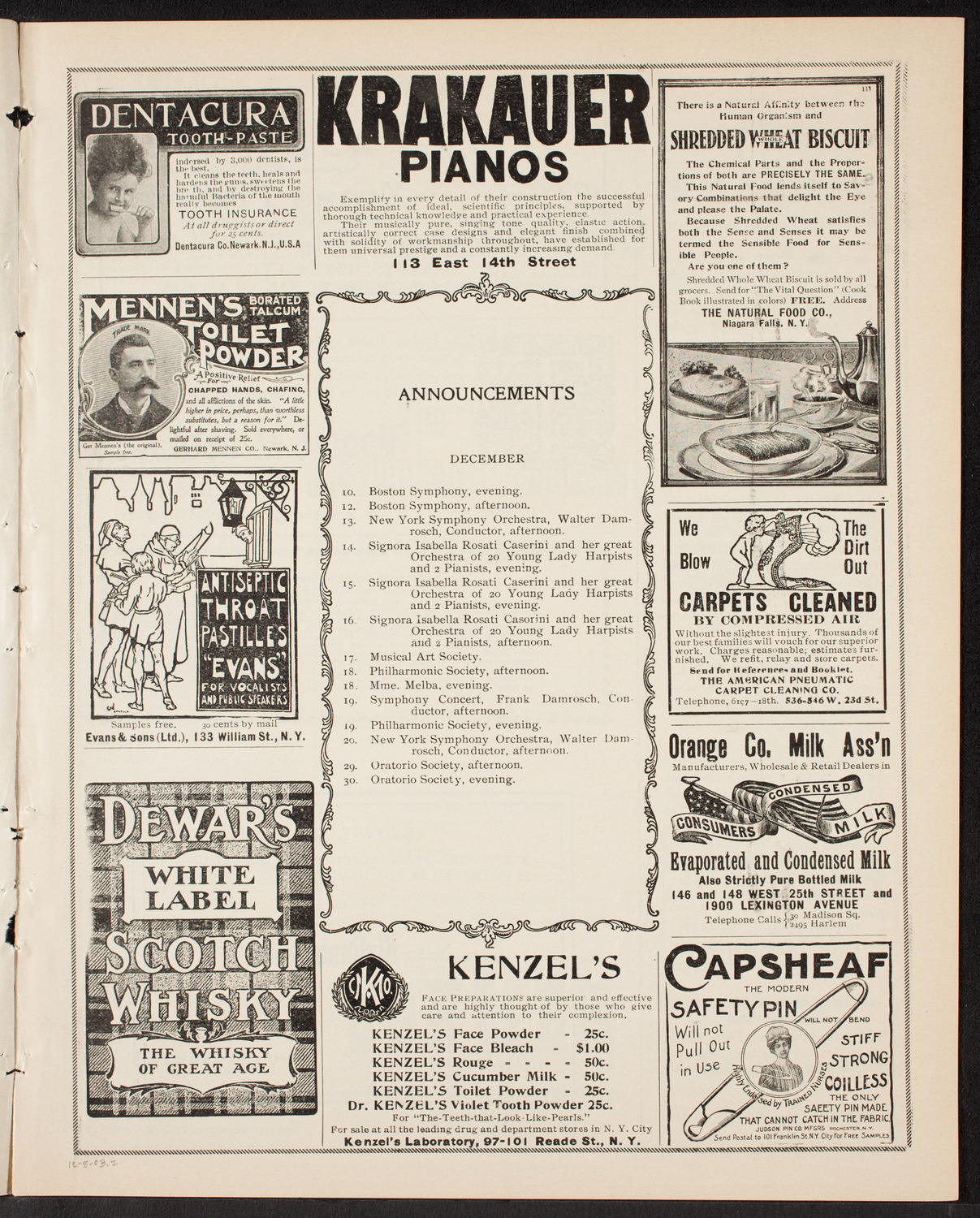 Wetzler Symphony Orchestra, December 8, 1903, program page 3