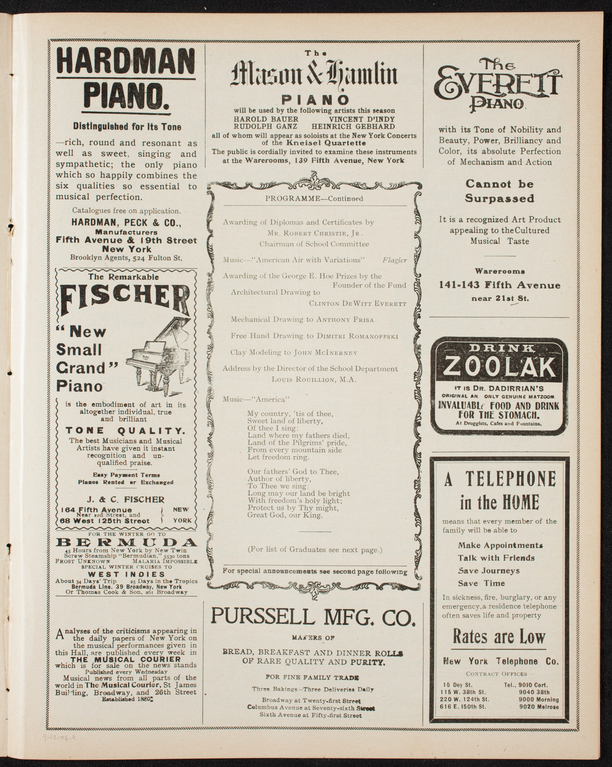 Graduation: General Society of Mechanics and Tradesman School Department, April 12, 1906, program page 7