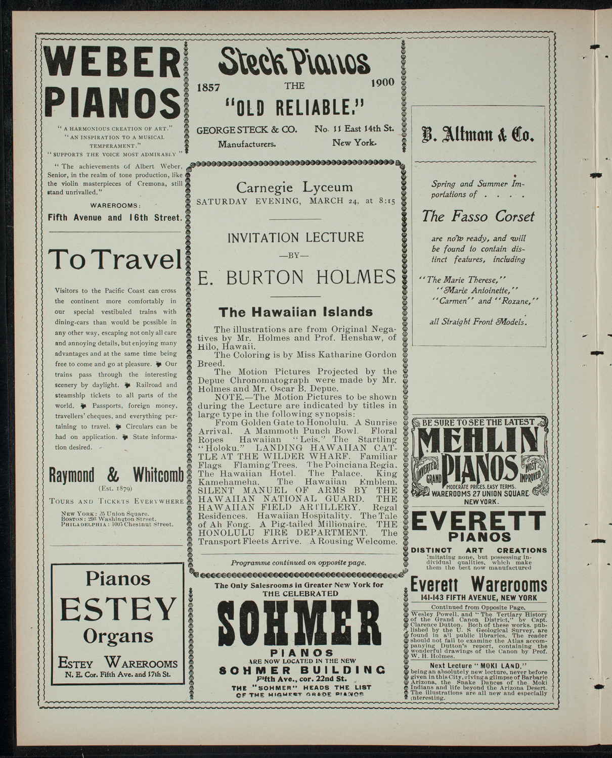 Burton Holmes Travelogue: The Hawaiian Islands, March 24, 1900, program page 2