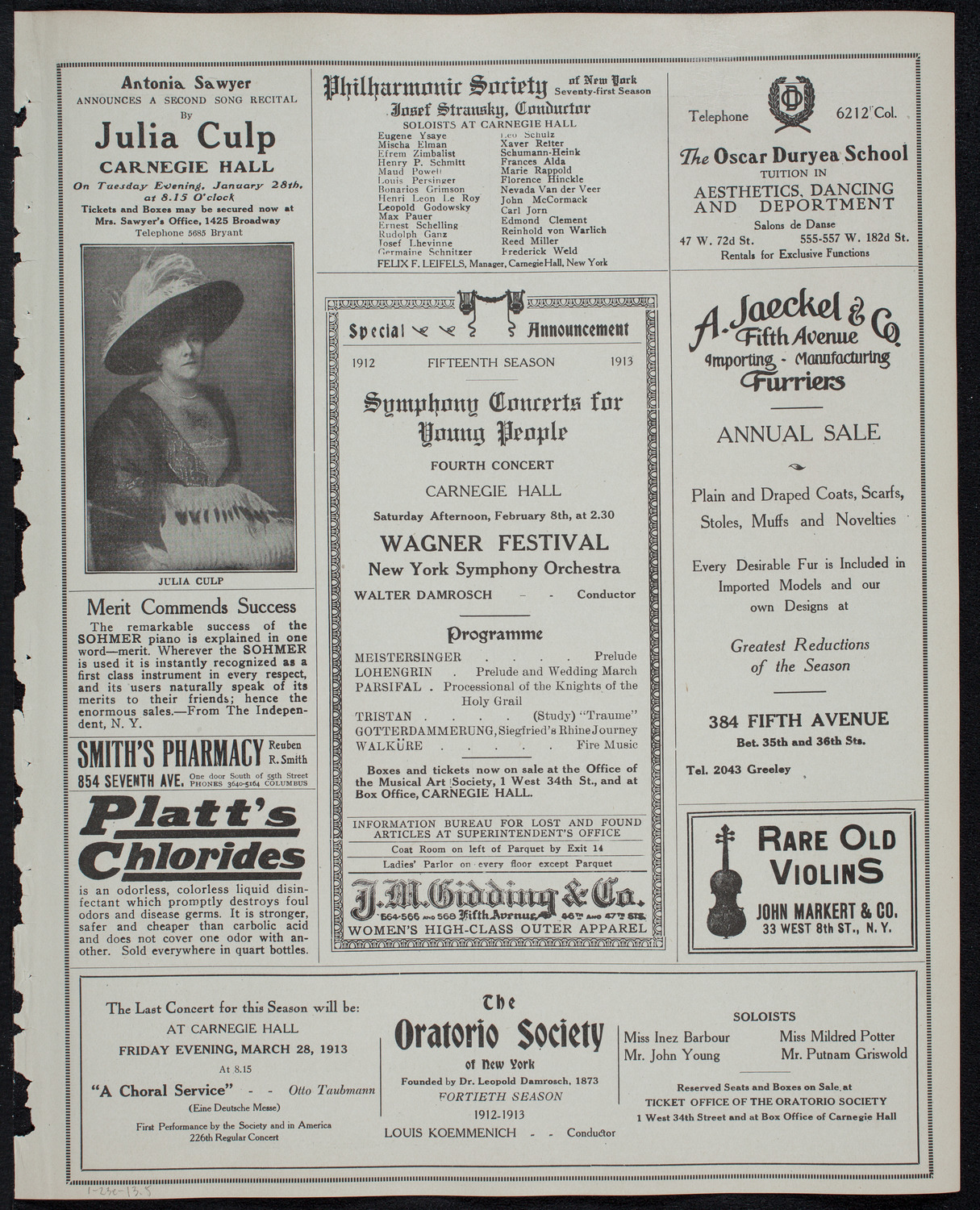 New York Philharmonic, January 23, 1913, program page 9