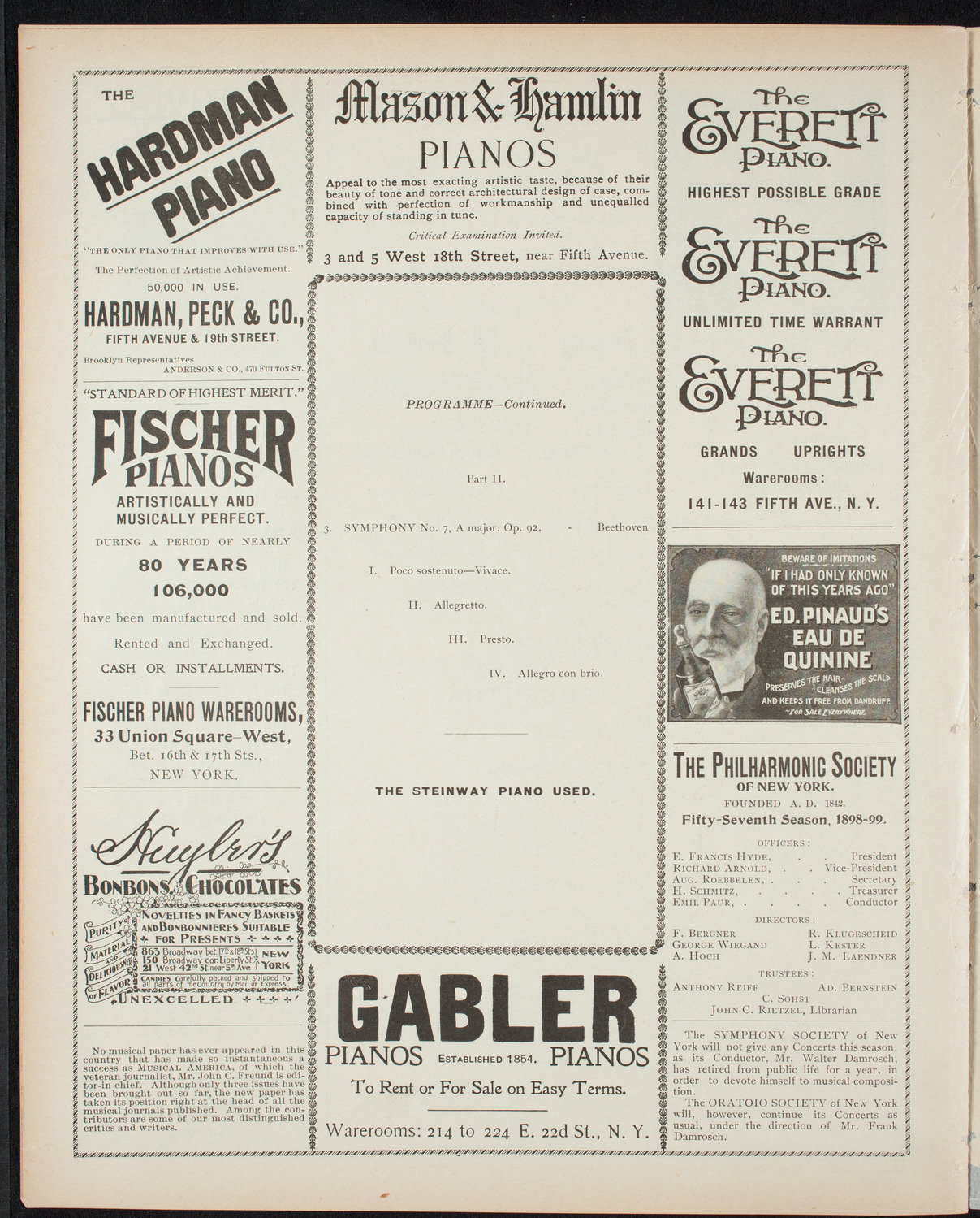 New York Philharmonic, November 5, 1898, program page 6