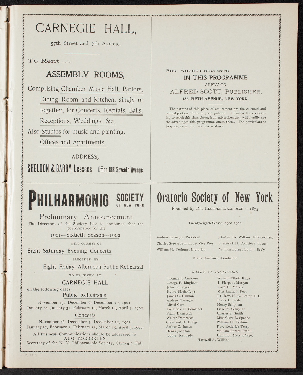 Ossip Gabrilowitsch, Piano, April 19, 1901, program page 7