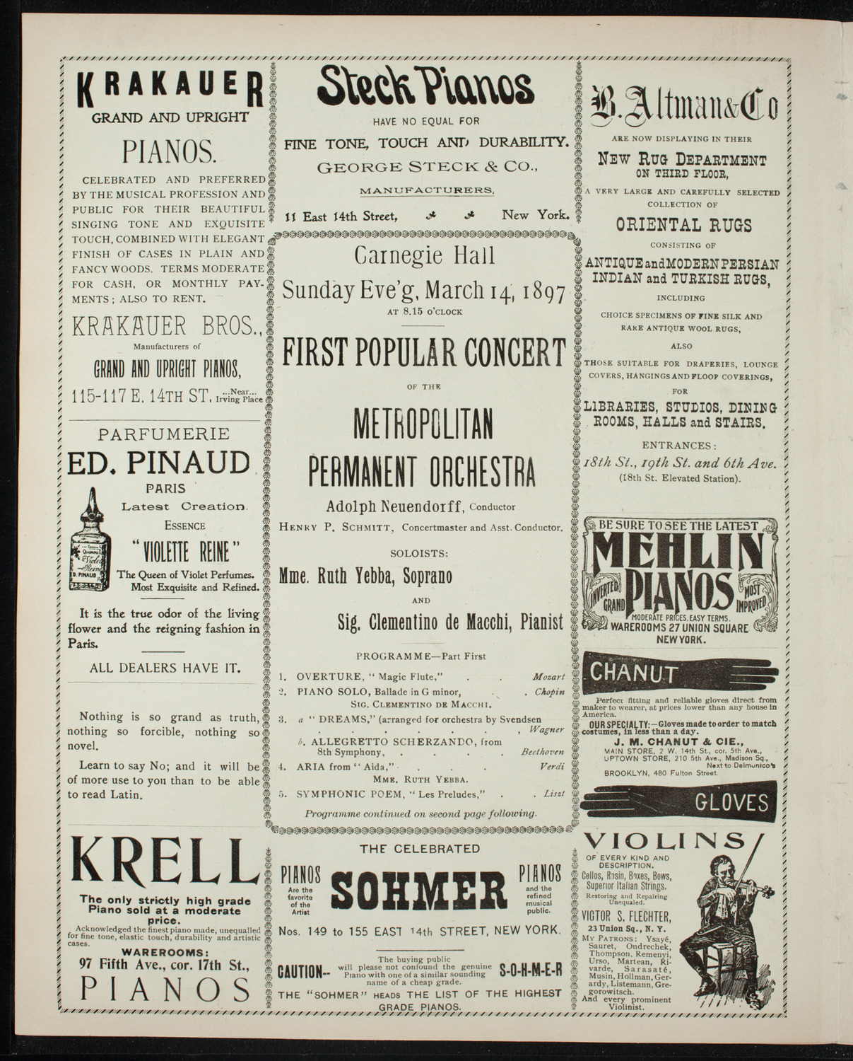 Metropolitan Permanent Orchestra, March 14, 1897, program page 4