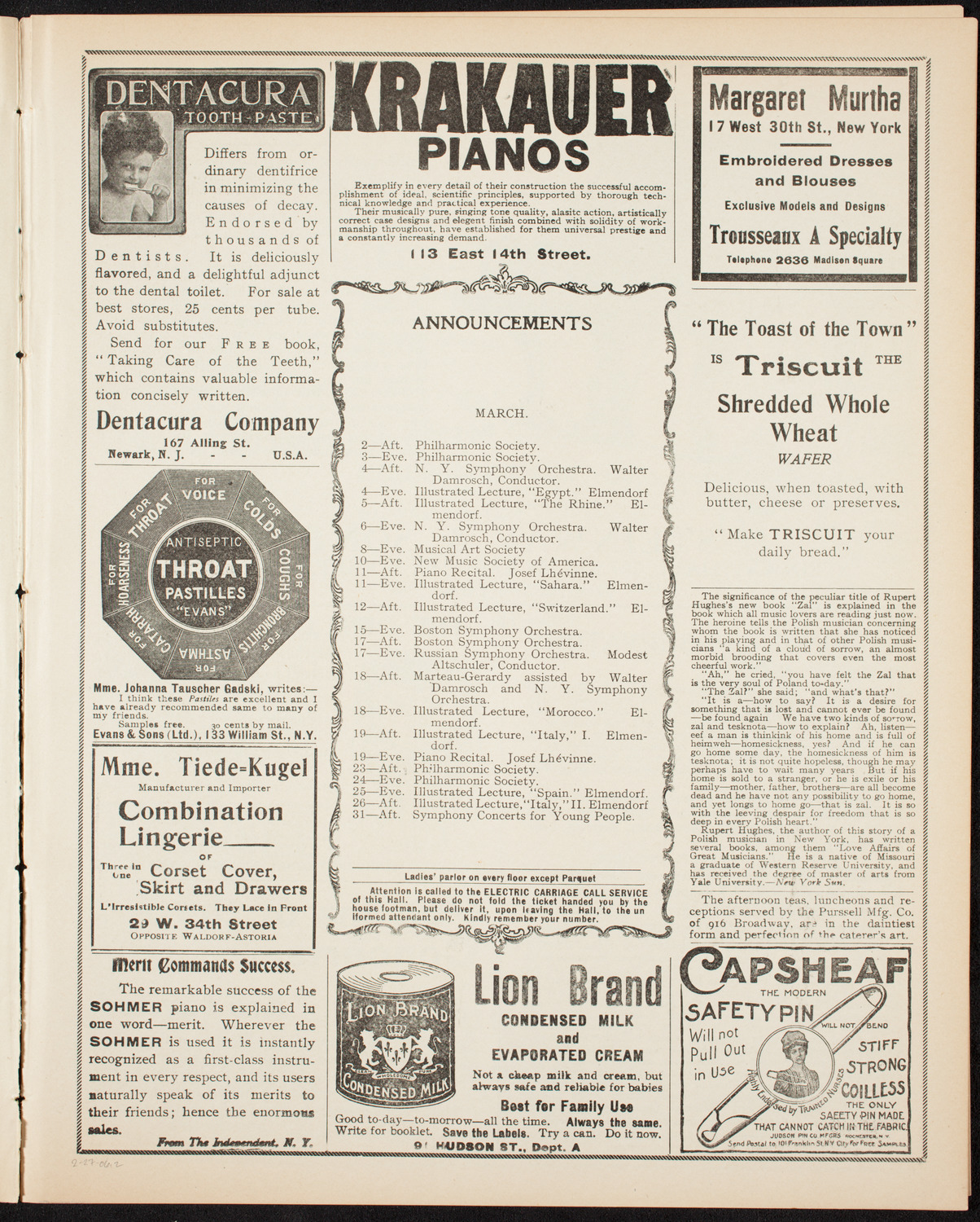 Musurgia, February 27, 1906, program page 3