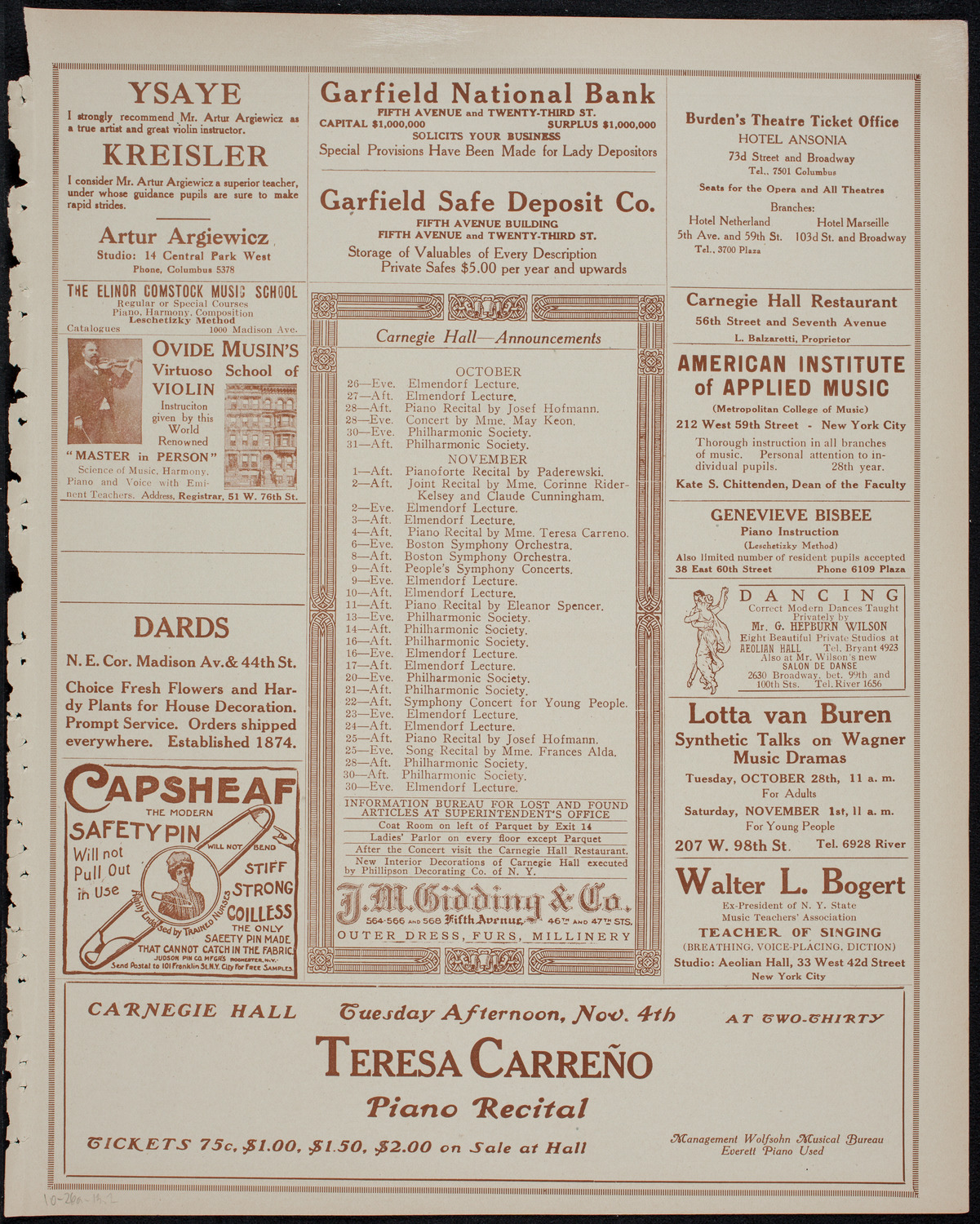 Concert of Scandinavian Music, October 26, 1913, program page 3