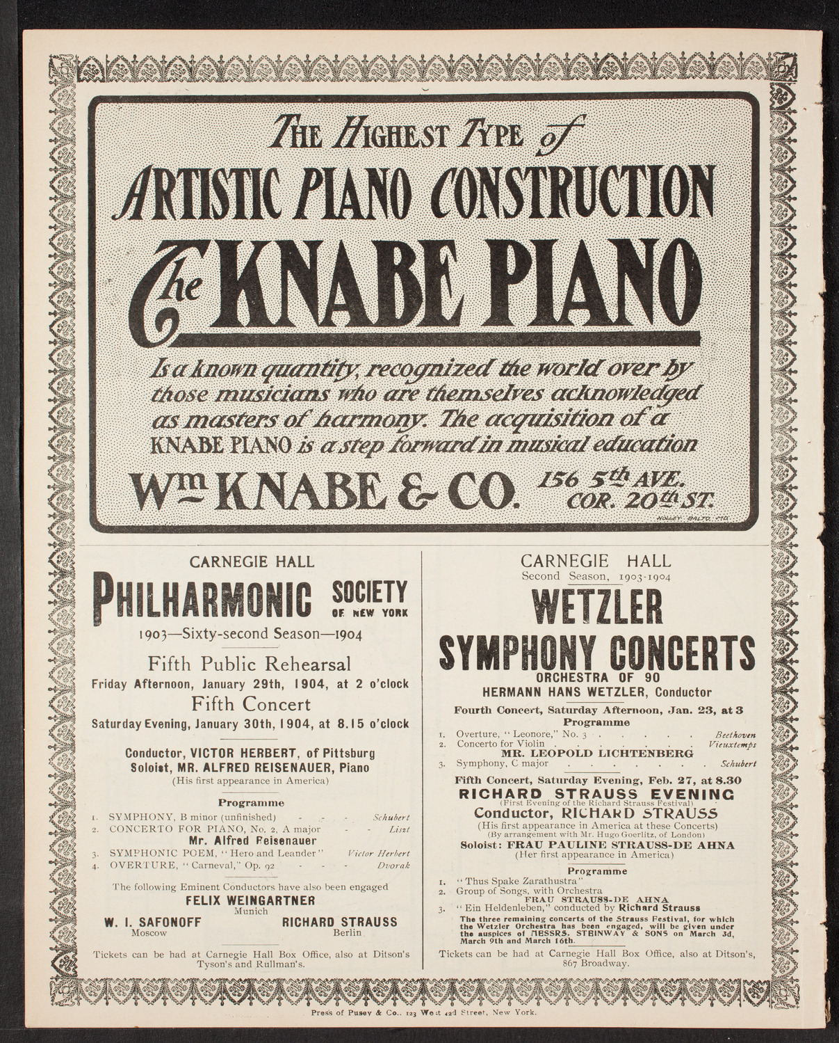 New York Philarmonic, January 9, 1904, program page 12