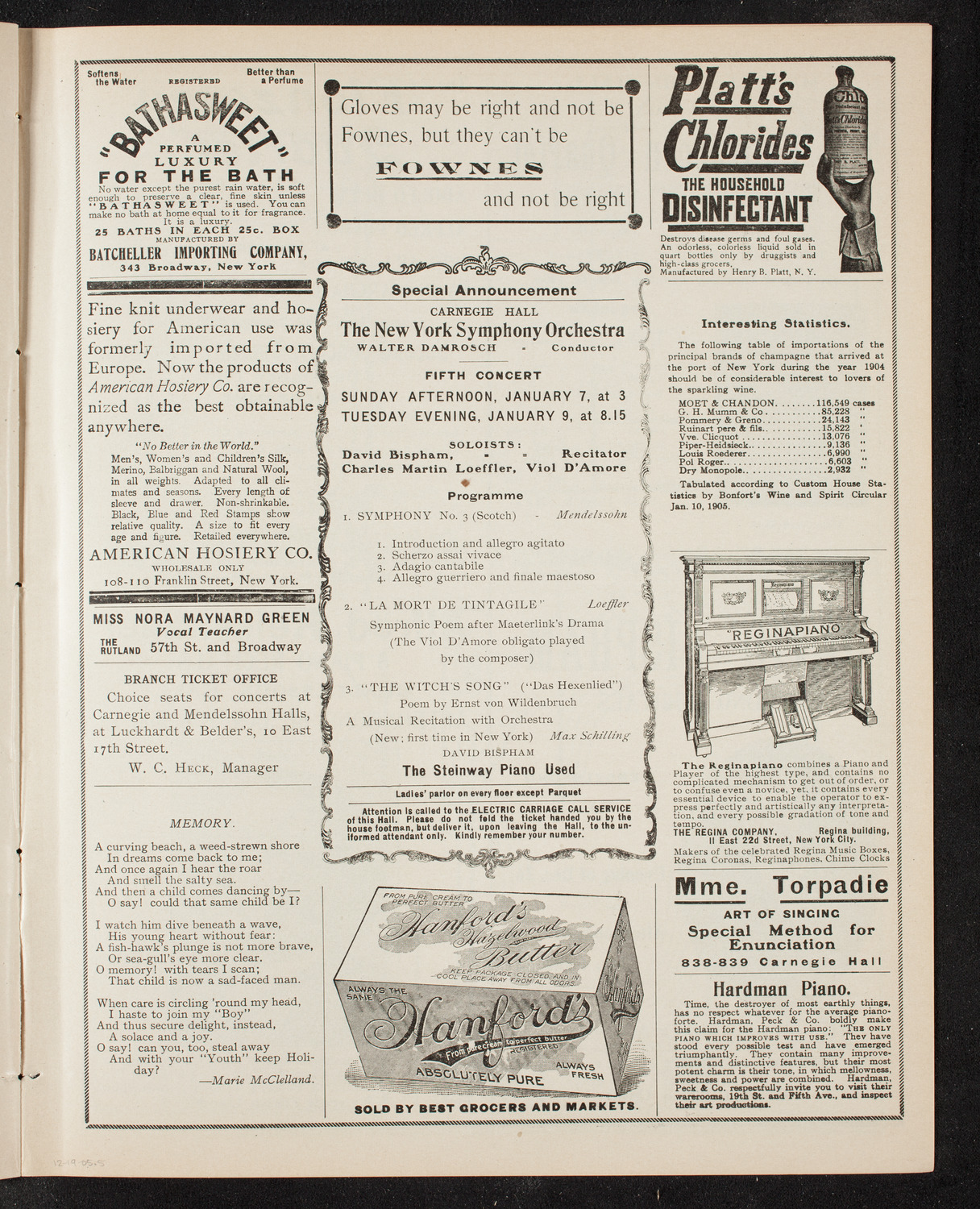New York Symphony Orchestra, December 19, 1905, program page 9