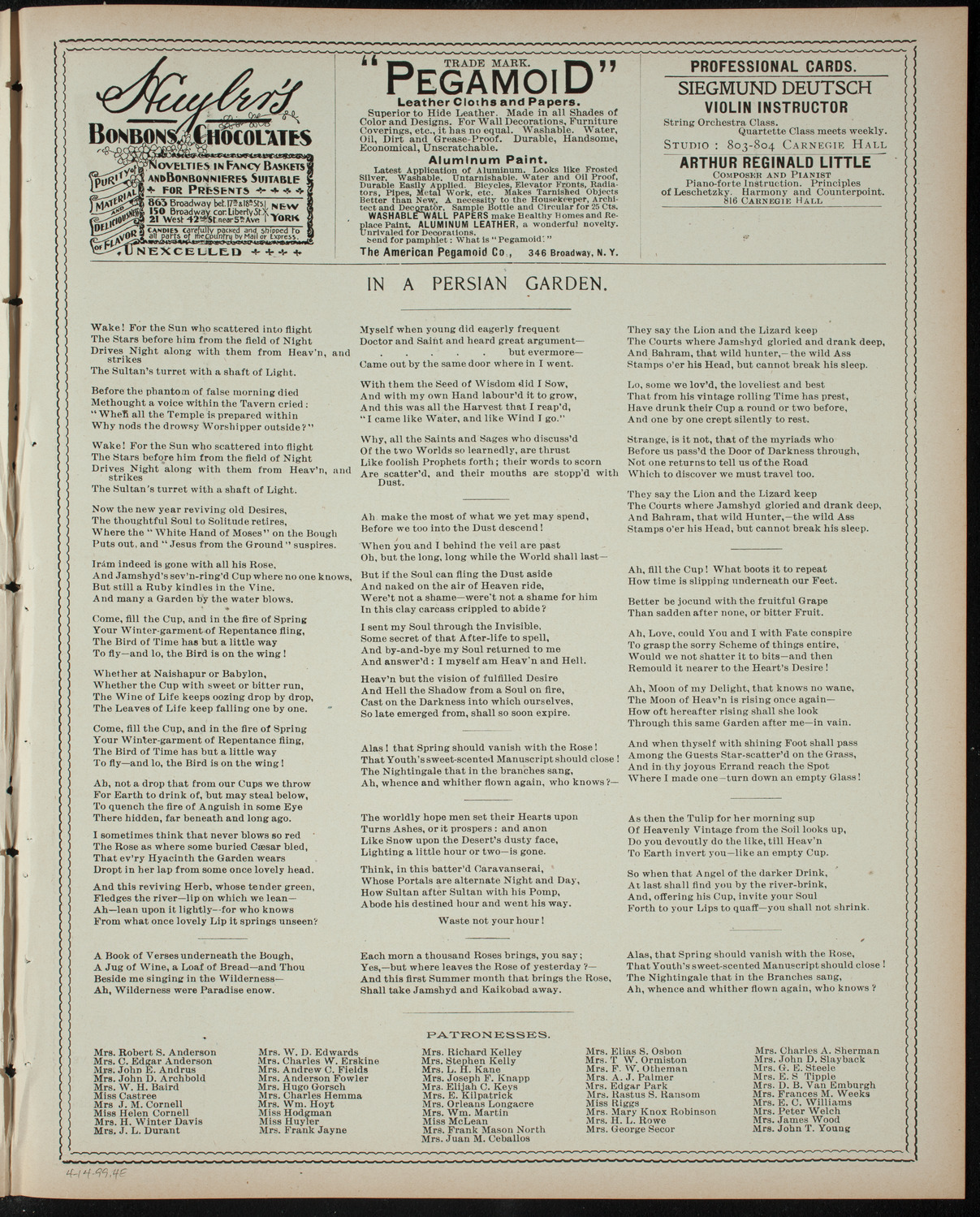 Evening Musicale by St.Christopher's Chapter of Kings Daughters and Sons, April 14, 1899, program page 7