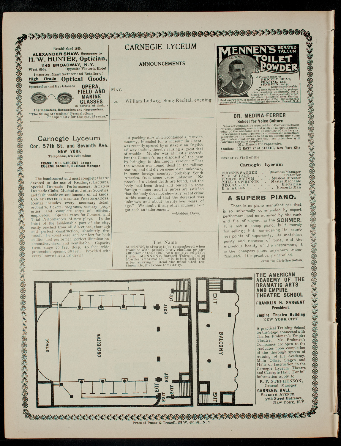 Entertainment for Benefit of St. Luke's Hospital, May 17, 1901, program page 4