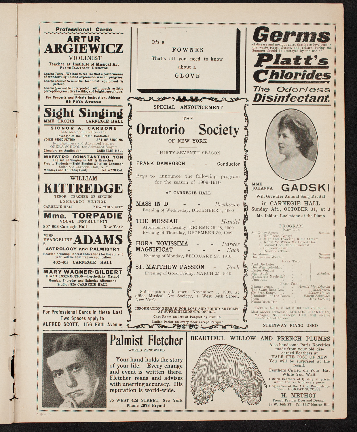 Ludwig Wüllner, October 16, 1909, program page 9