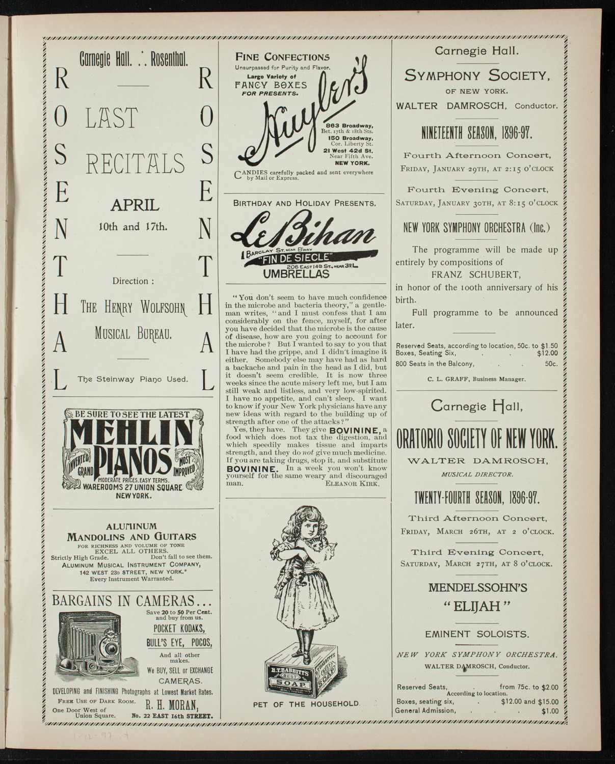 Lilli Lehmann, Soprano, January 12, 1897, program page 7