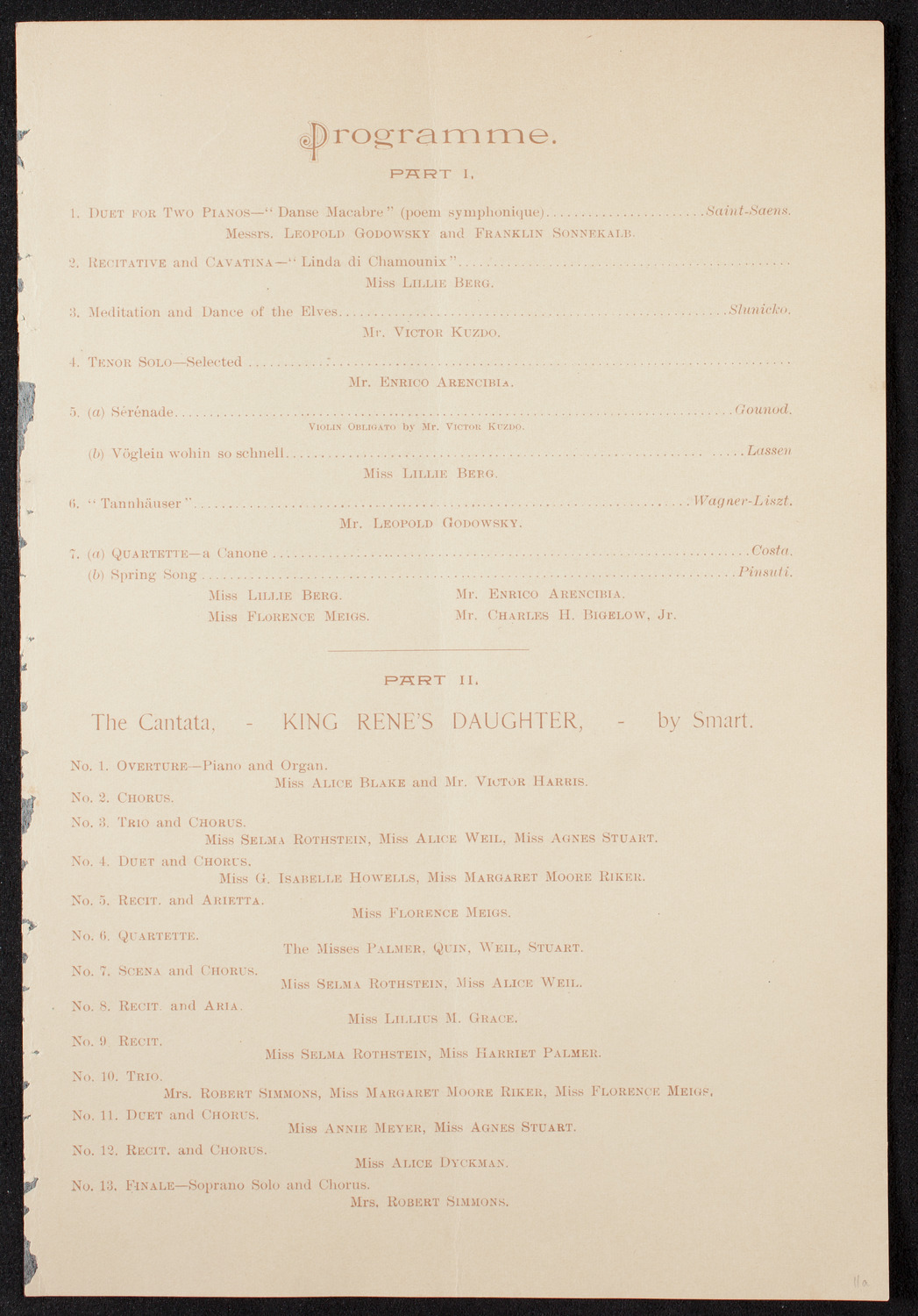 Lillie P. Berg, April 27, 1891, program page 3