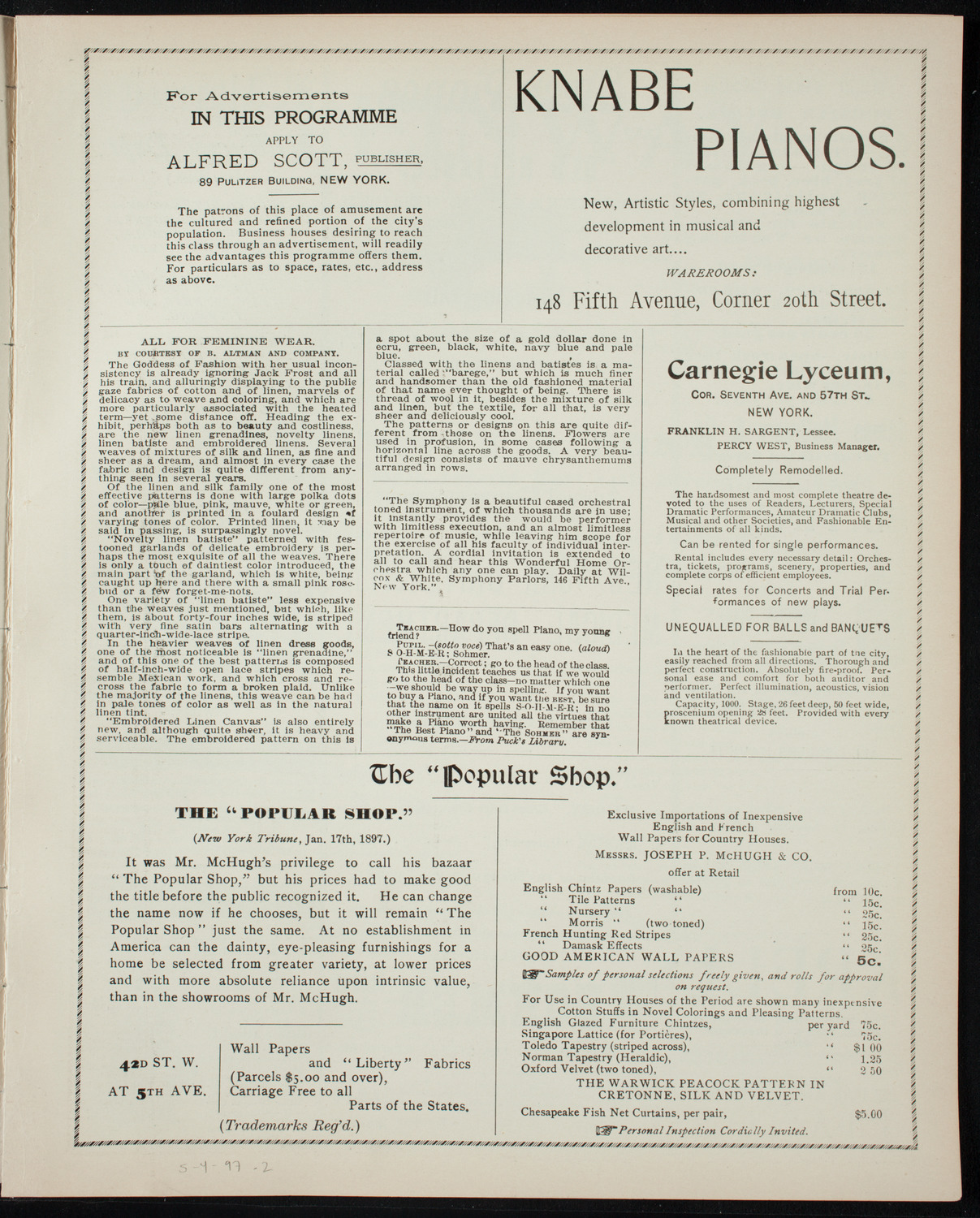 Graduation: New York University Medical Department, May 4, 1897, program page 3