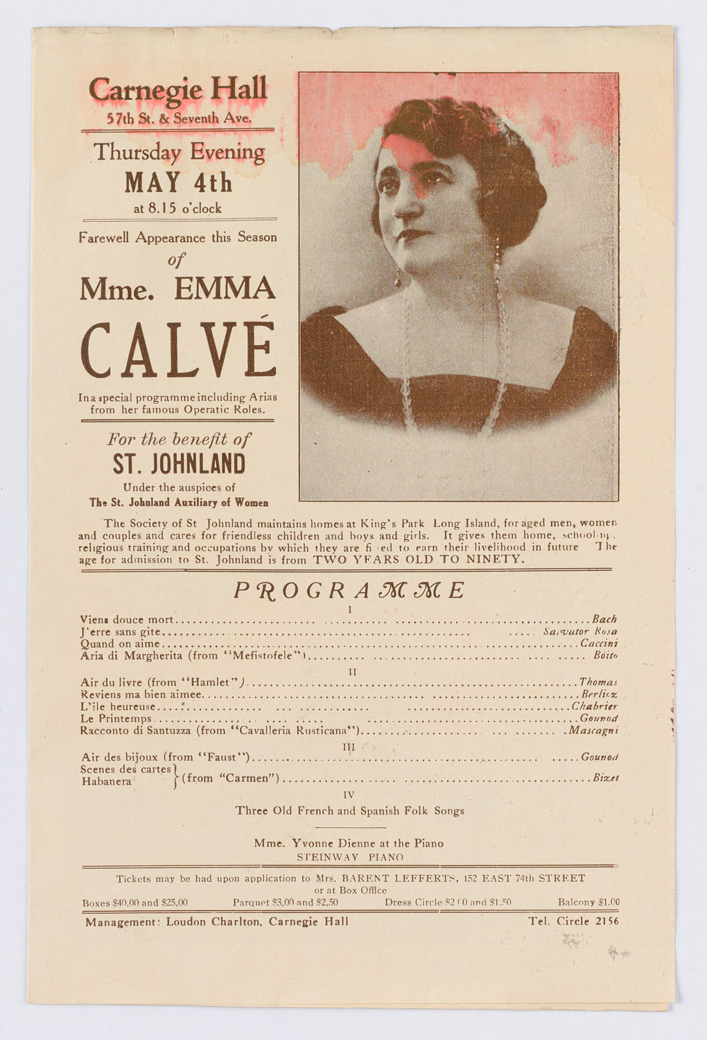 Emma Calvé, May 4, 1922