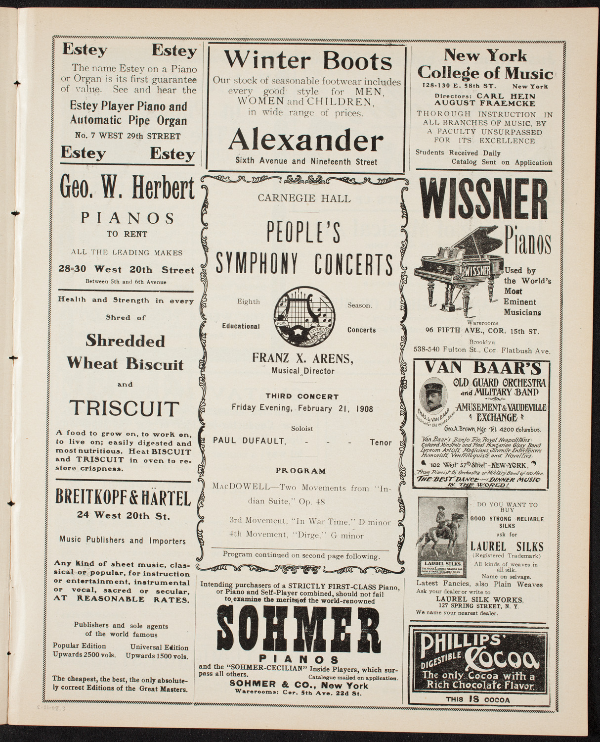 People's Symphony Concert, February 21, 1908, program page 5