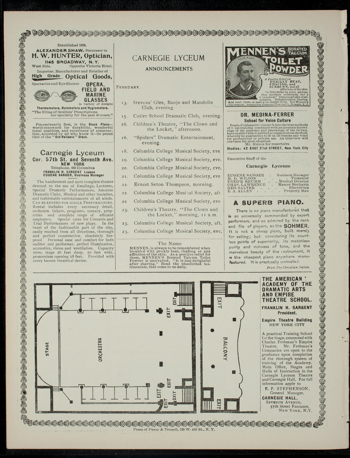 The Children's Theatre, February 12, 1901, program page 4