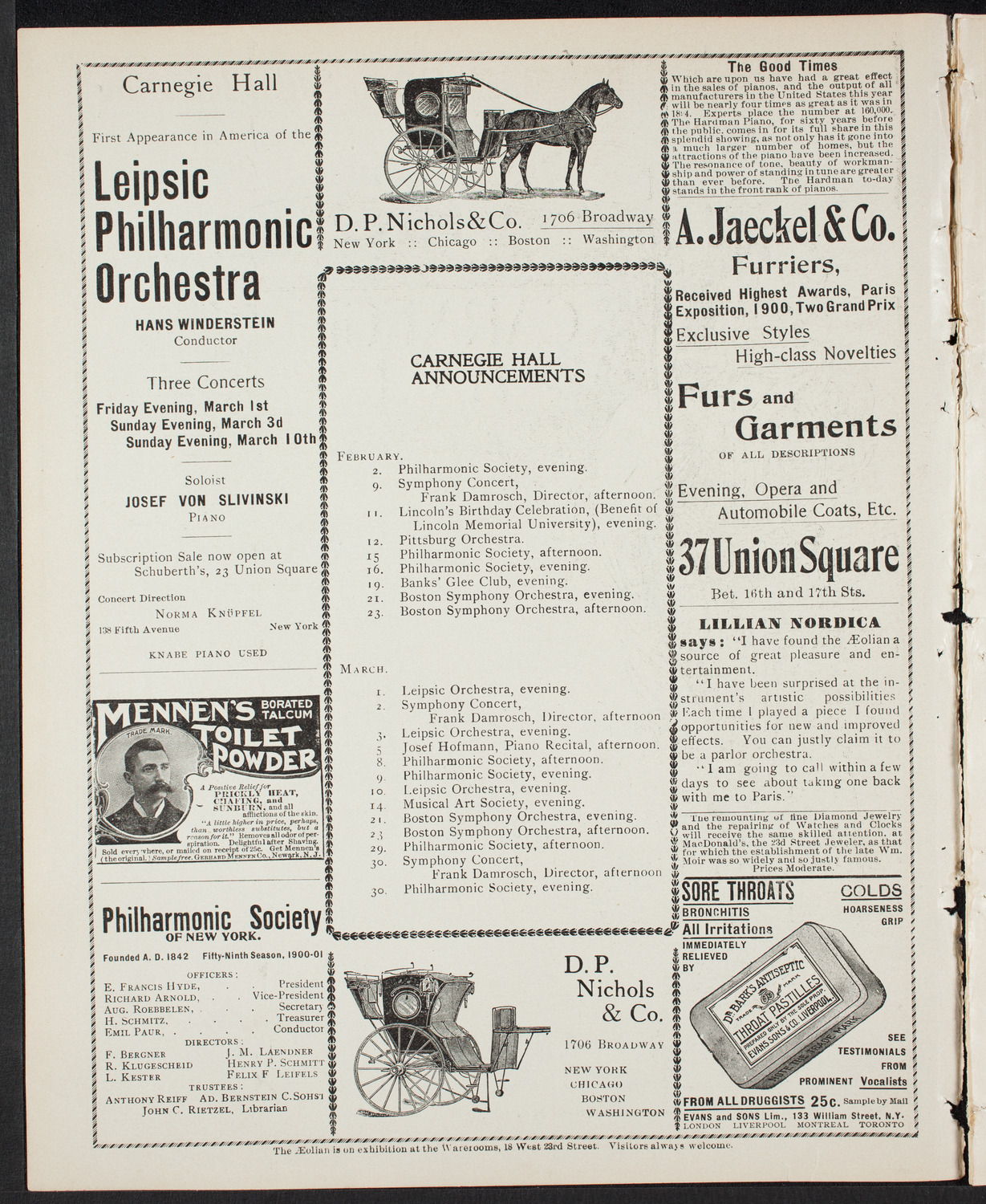 New York Philharmonic, February 1, 1901, program page 2