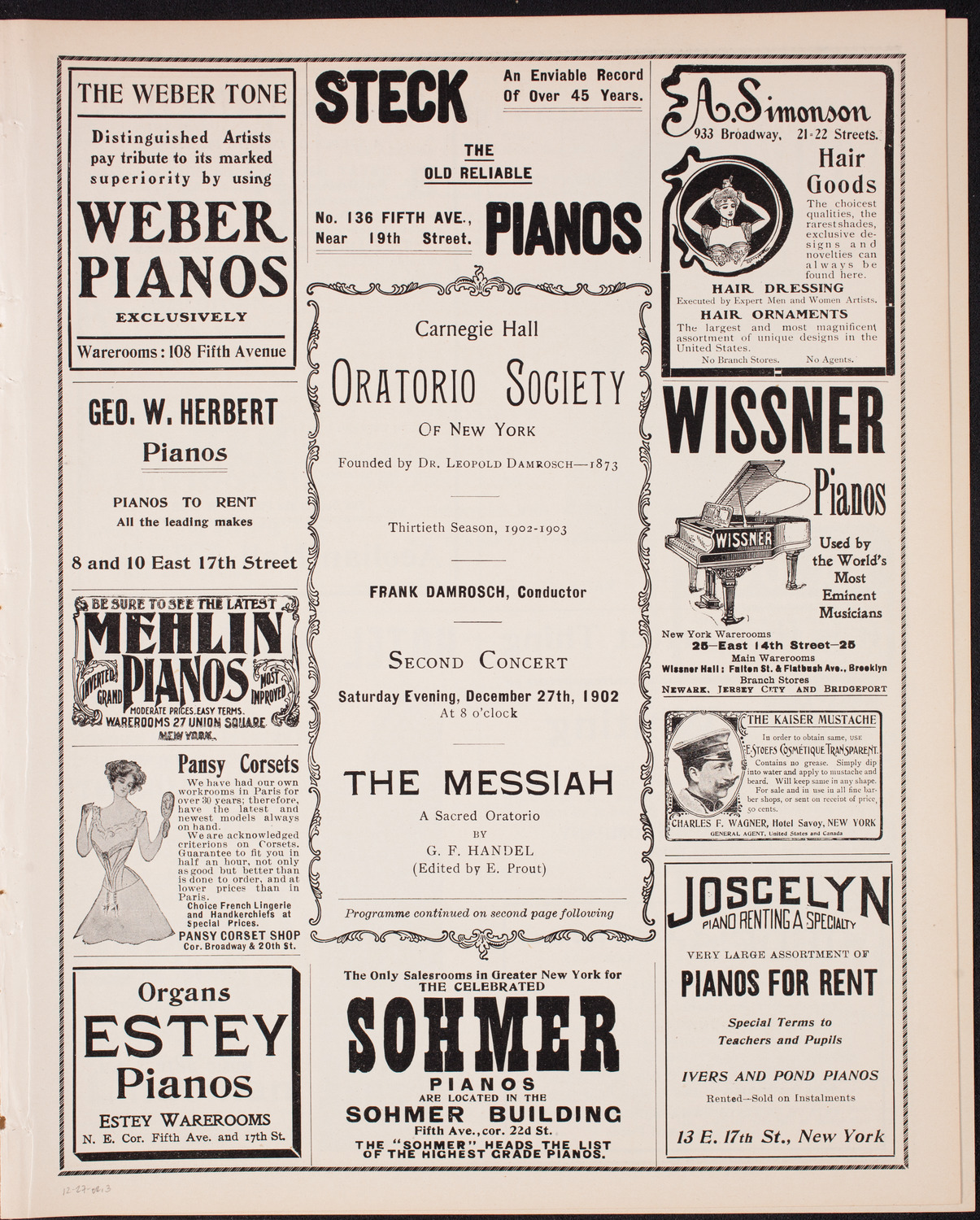 Oratorio Society of New York, December 27, 1902, program page 5