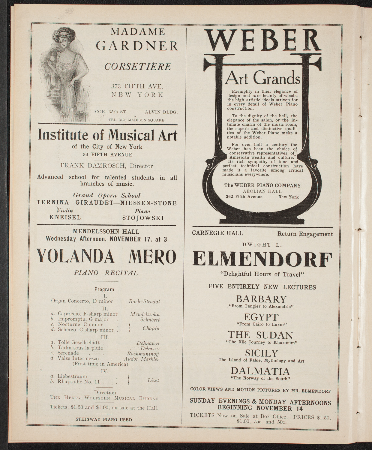 Elmendorf Lecture: At the Gates of the East, November 15, 1909, program page 6