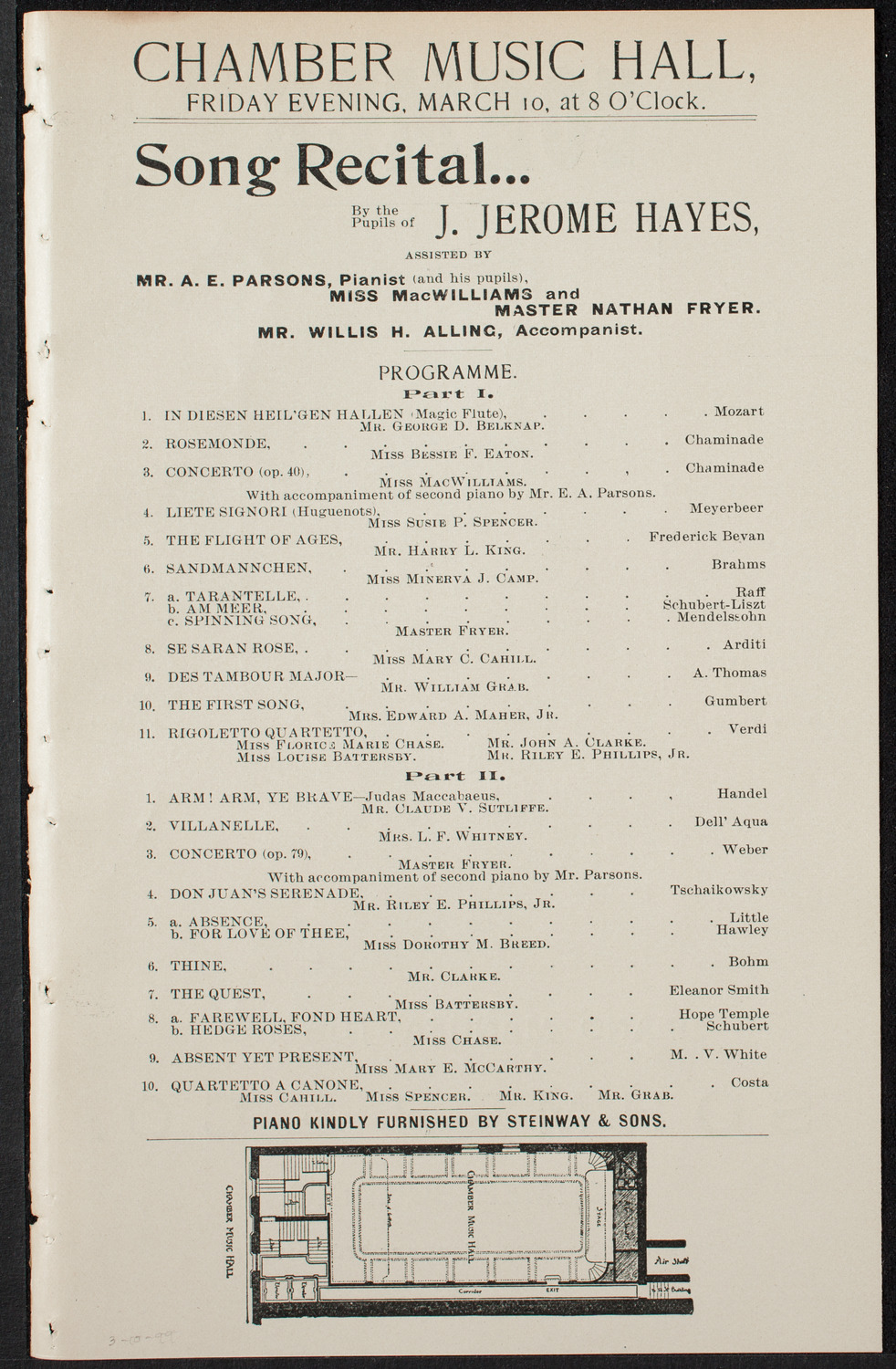 Students of J. Jerome Hayes, March 10, 1899, program page 1