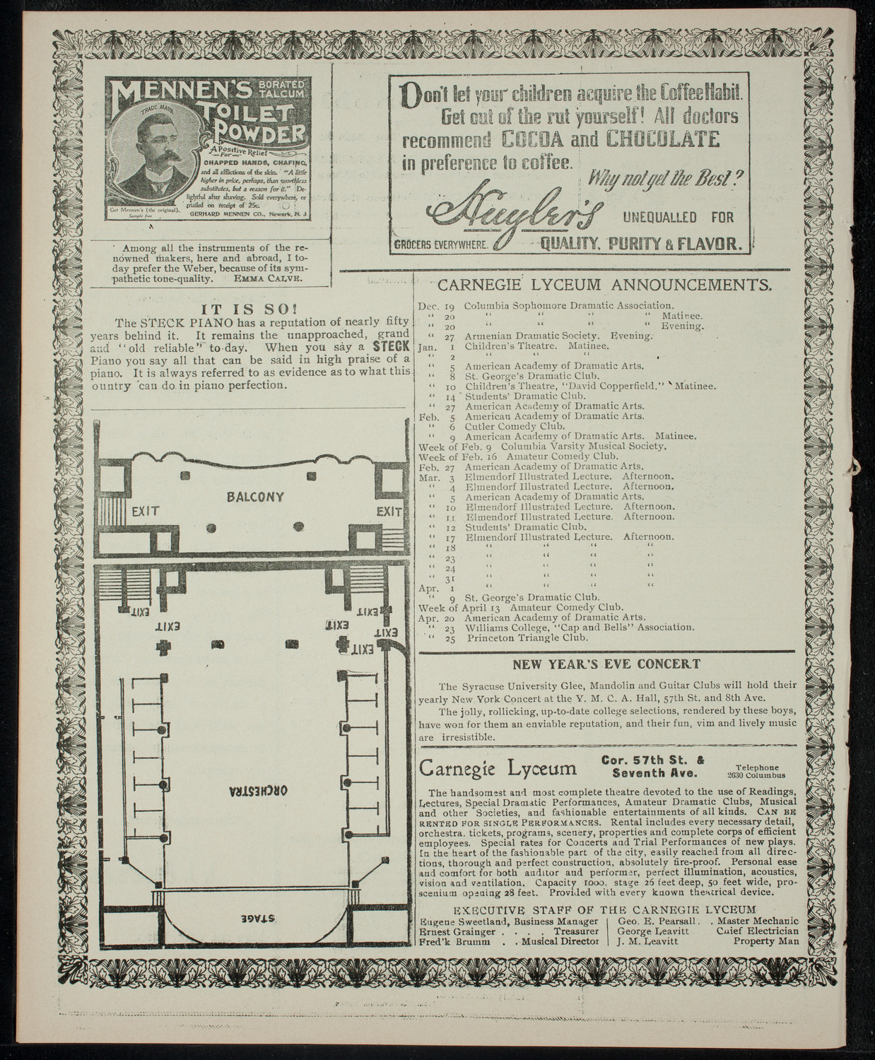 Columbia University Sophomore Dramatic Association, December 18, 1902, program page 4