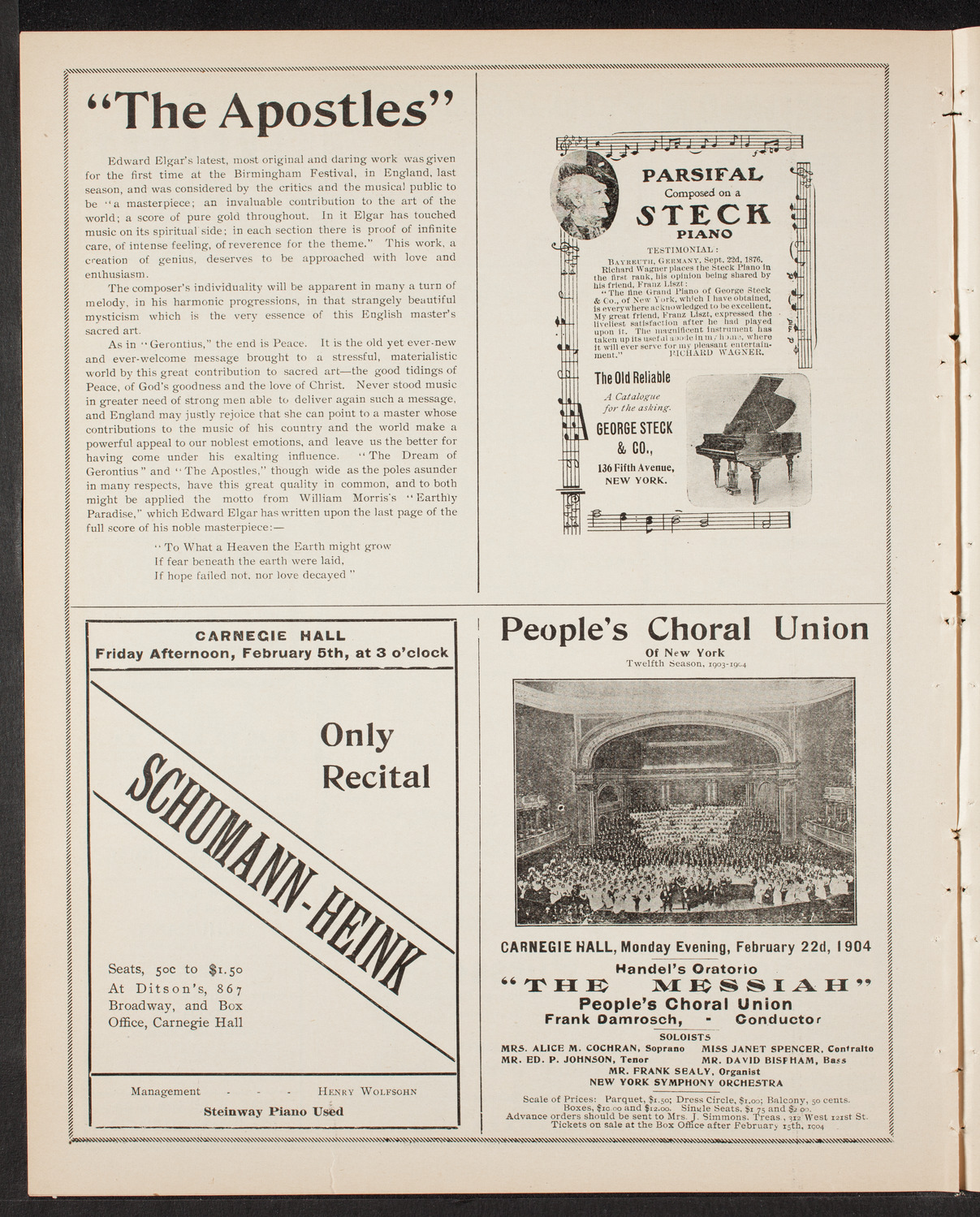 Arion Society, January 22, 1904, program page 8