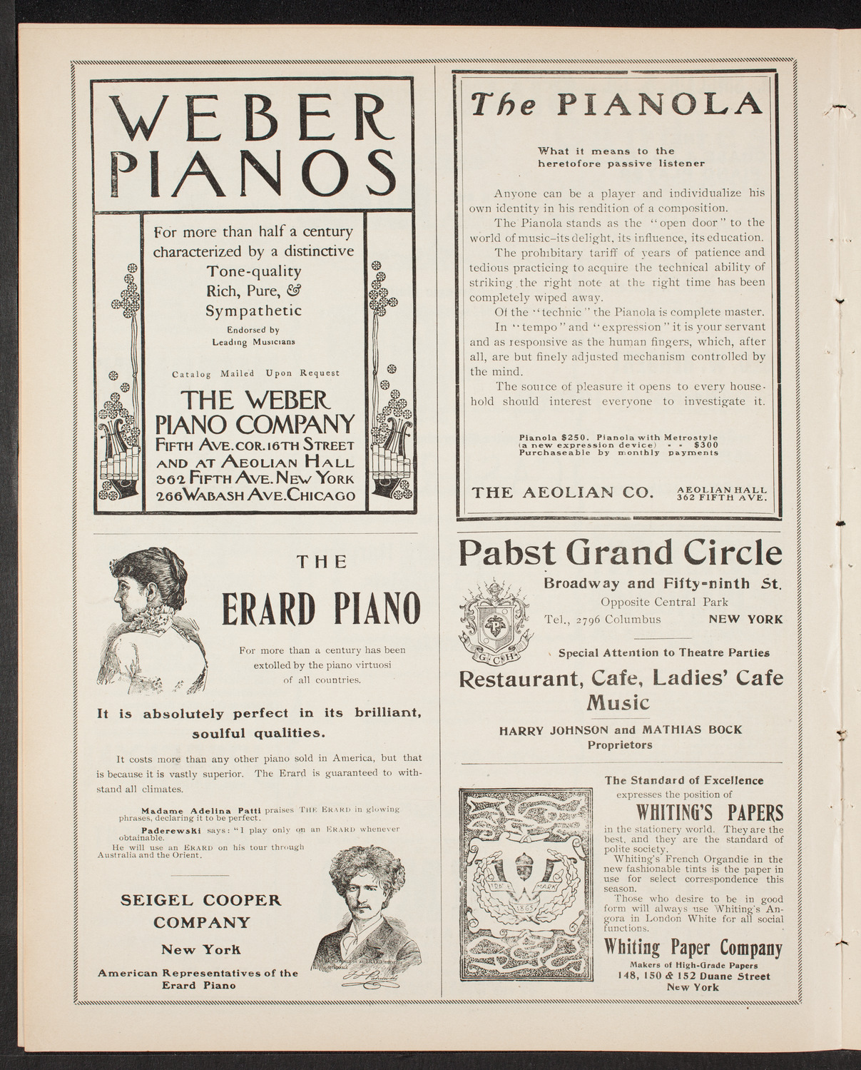 Caserini's Famous Roman Harp Orchestra, December 14, 1903, program page 6