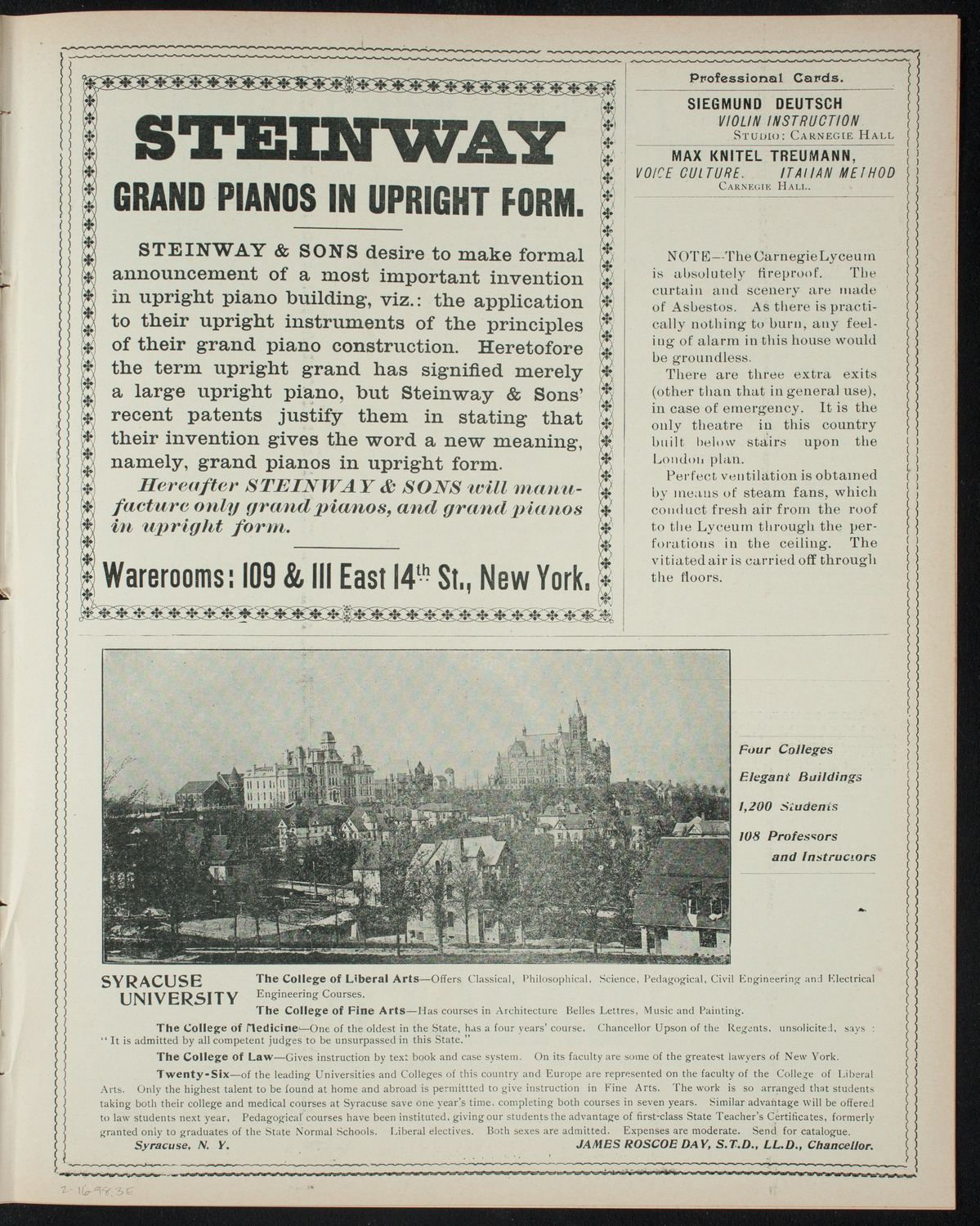 Amateur Comedy Club, February 16, 1898, program page 5