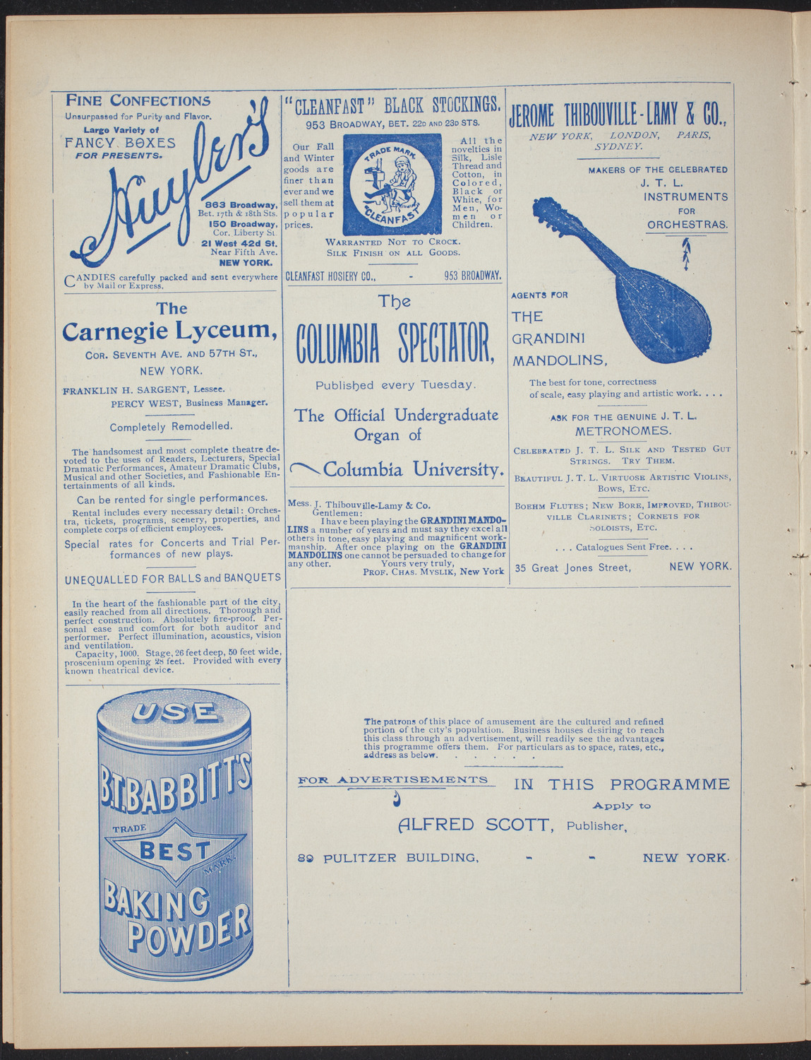 Columbia College Musical Society, February 20, 1897, program page 4