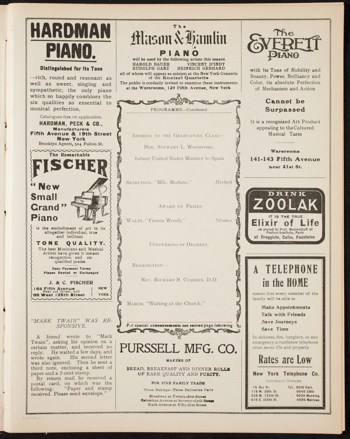 Graduation: New York Law School, June 14, 1906, program page 7