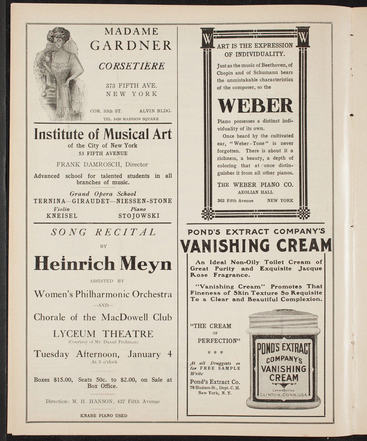 New York Philharmonic, December 31, 1909, program page 6