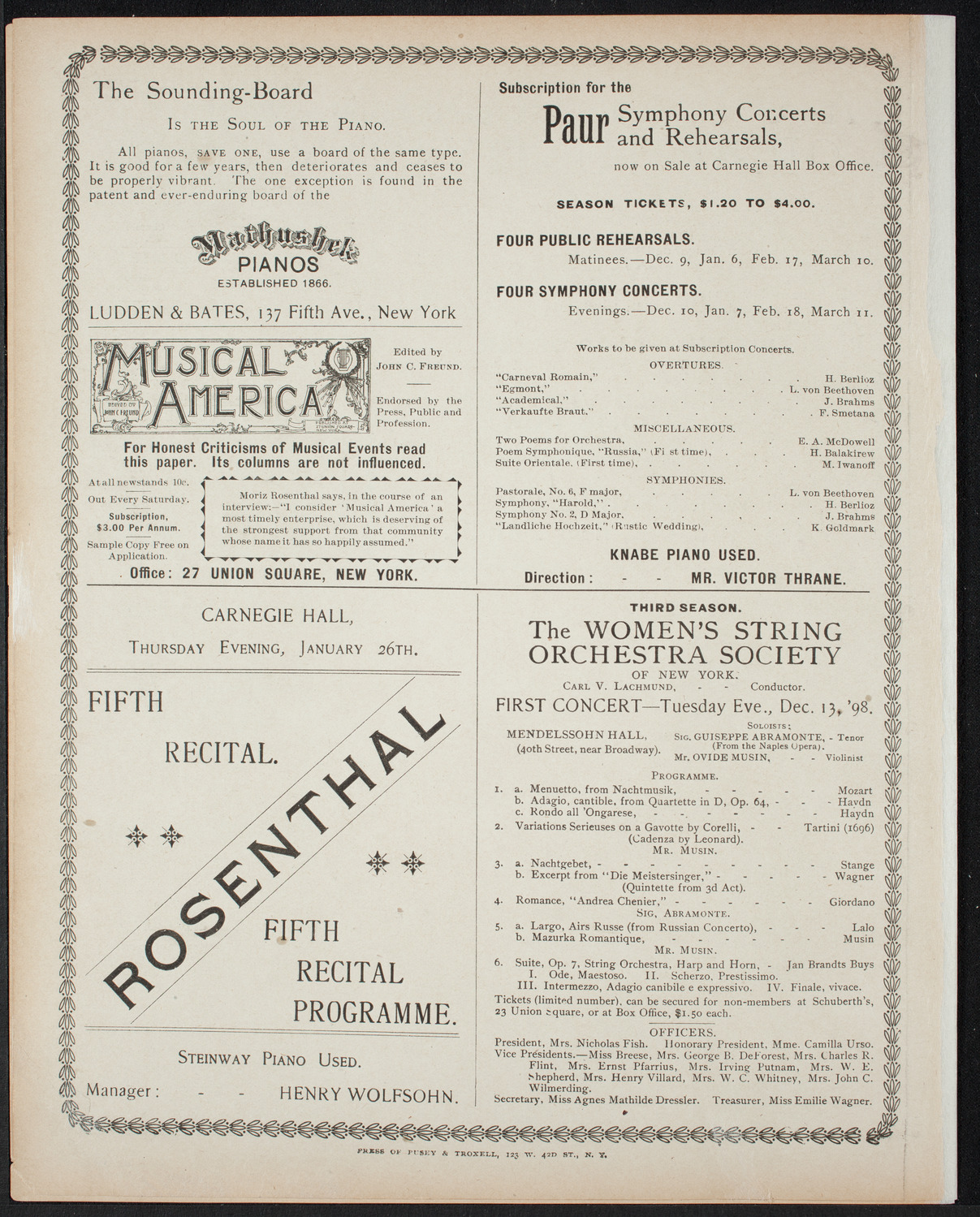 Musical Art Society of New York, December 8, 1898, program page 8